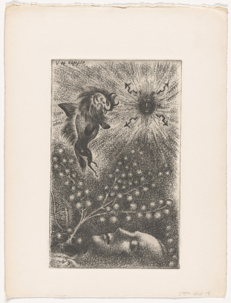 Untitled from the illustrated book Les animaux et leurs hommes: Les hommes et leurs animaux by Paul Éluard, Valentine Hugo, 1937