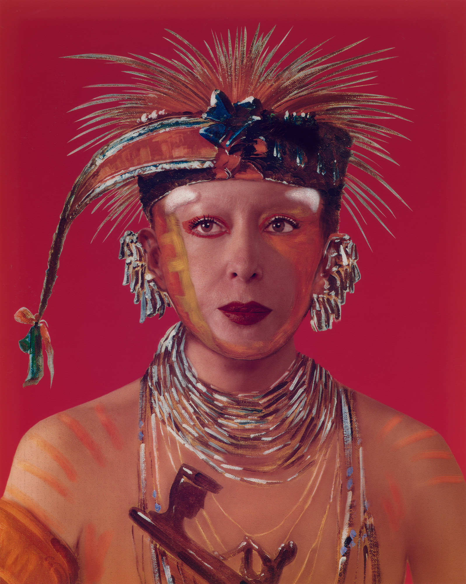 ORLAN (Mirielle Suzanne Francette Porte). Painting Portrait of Wée-Ke-Rú-Law, He Who Exchanges with ORLAN’s Photographic Portrait No.10