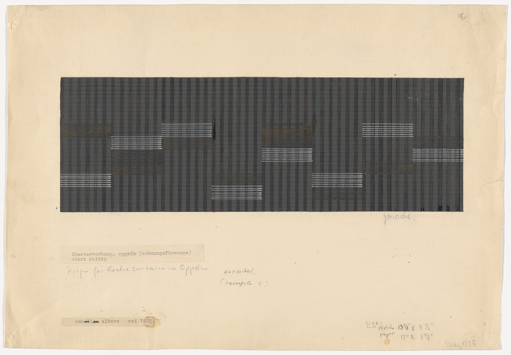 Anni Albers. Design for Theater Curtain, Oppeln