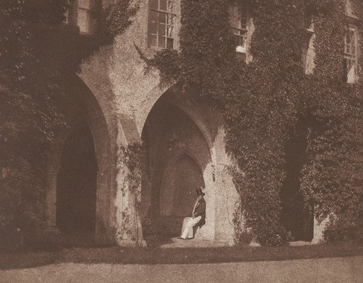 William Henry Fox Talbot. Seated Figure in the Cloisters, Lacock Abbey. c. 1844
