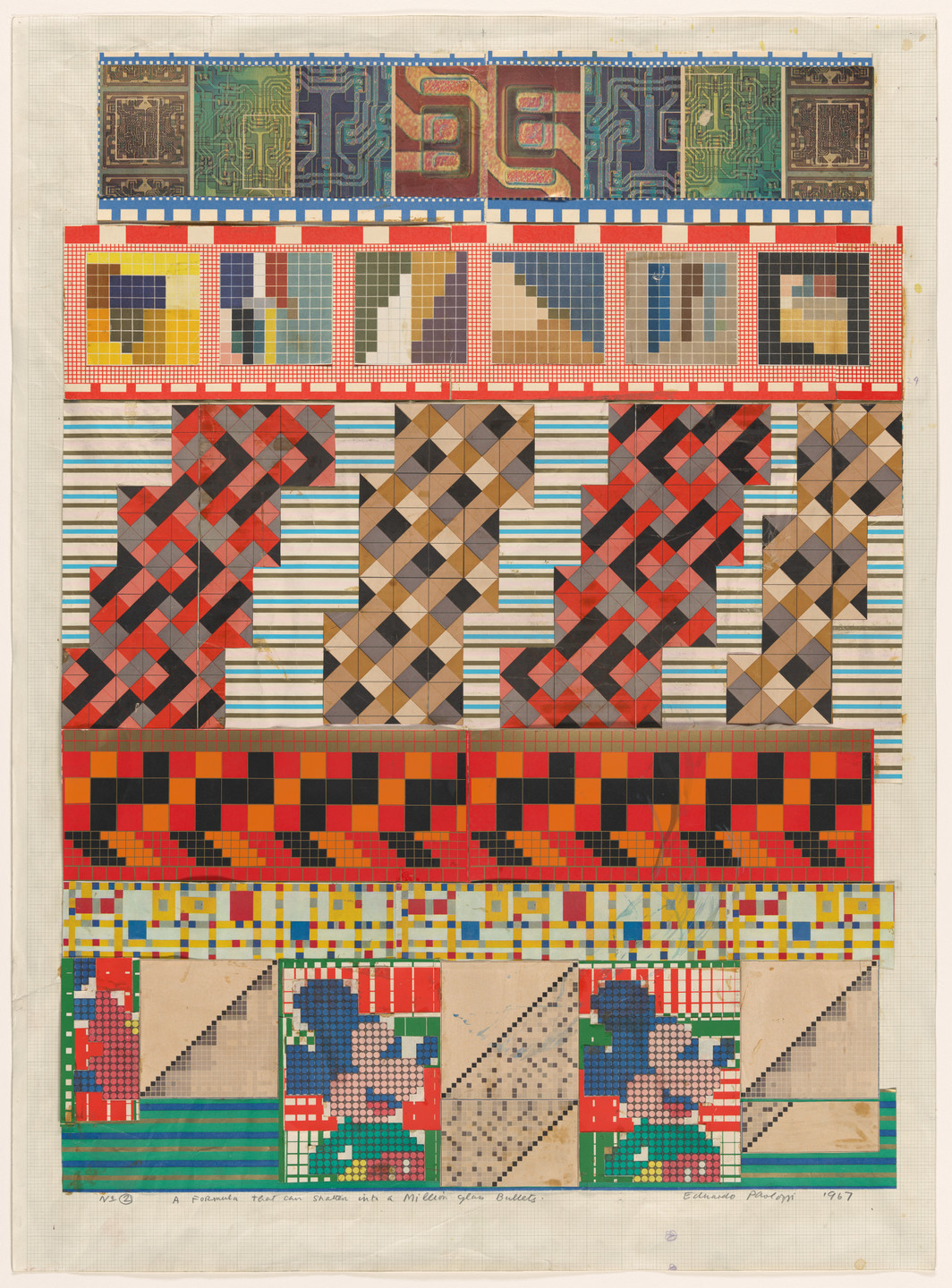 Eduardo Paolozzi. No 2 A Formula That Can Shatter Into a Million Glass Bullets, collage study for Universal Electronic Vacuum. 1967