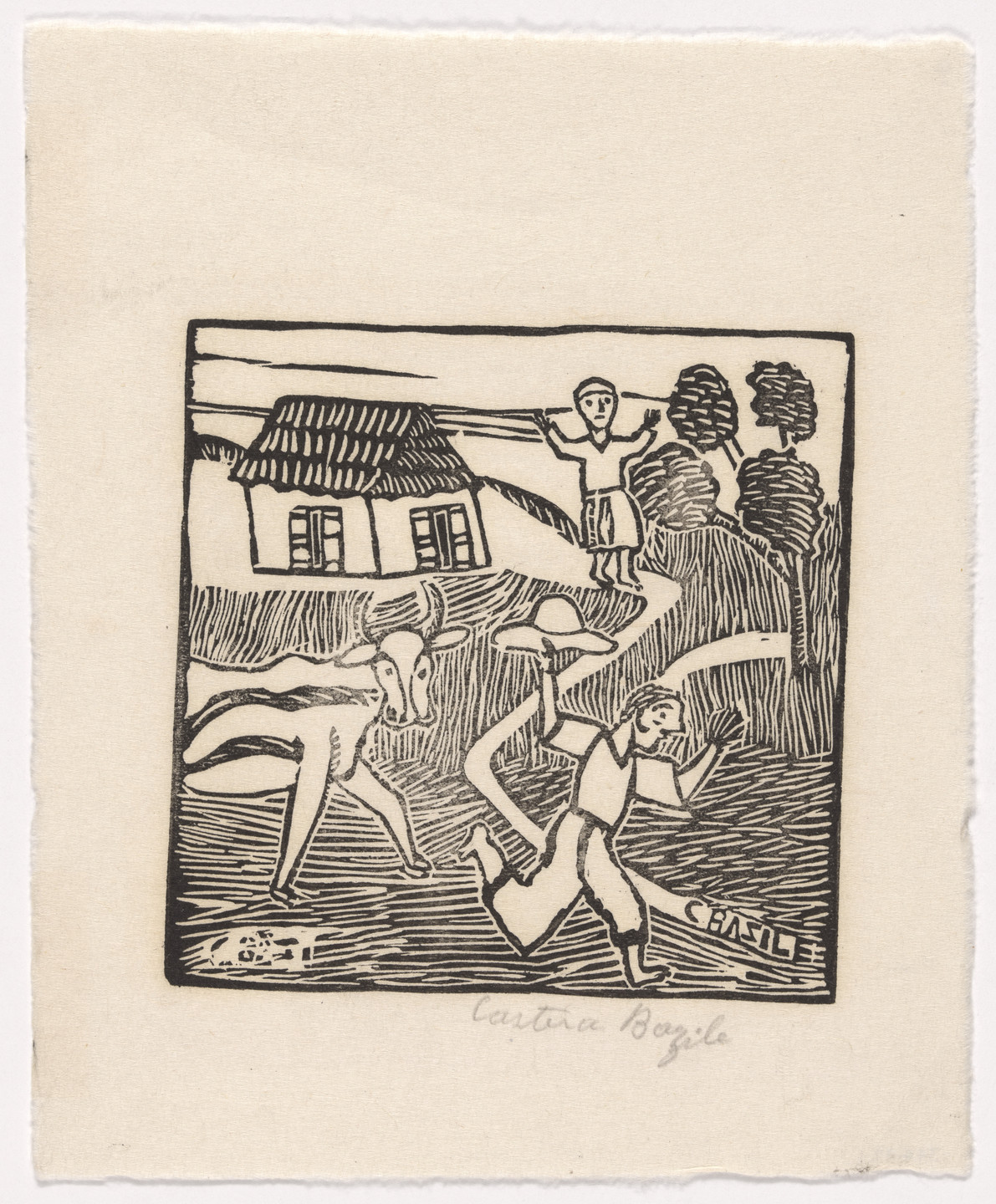 Castera Bazile. Untitled from 10 Original Woodcuts Signed by the Popular Painters of Haiti (10 Gravures Originales signées par les peintres populaires d&#39;Haiti). 1947