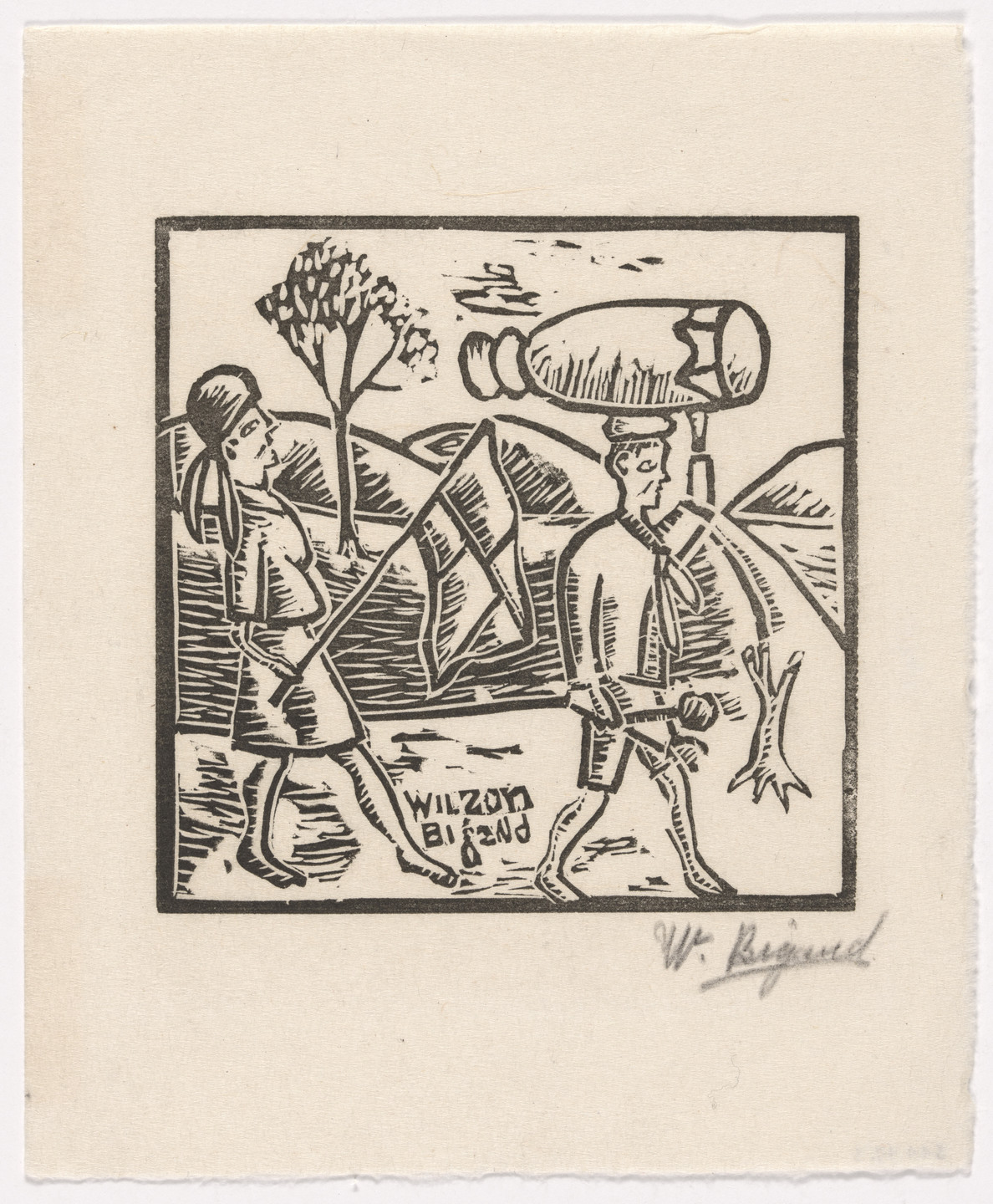 Wilson Bigaud. Untitled from 10 Original Woodcuts Signed by the Popular Painters of Haiti (10 Gravures Originales signées par les peintres populaires d&#39;Haiti). 1947