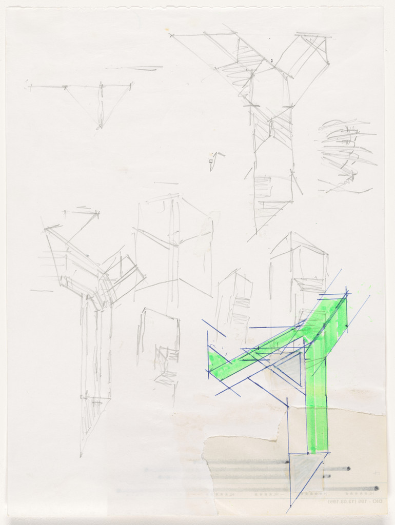 Untitled (Pencil Drawing with Green), Manfred Pernice, 1997