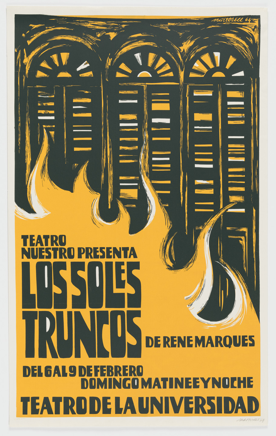Antonio Martorell. Los Soles Truncos de Rene Marques (Poster for a performance at Teatro de la Universidad). 1964