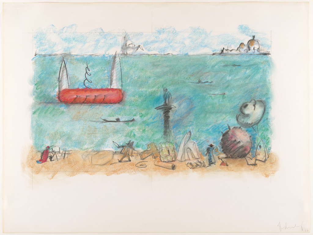 Characters and Props from "Il Corso del Coltello" Along the Canale do San Marco, Coltello Ship in "Background - Version II"