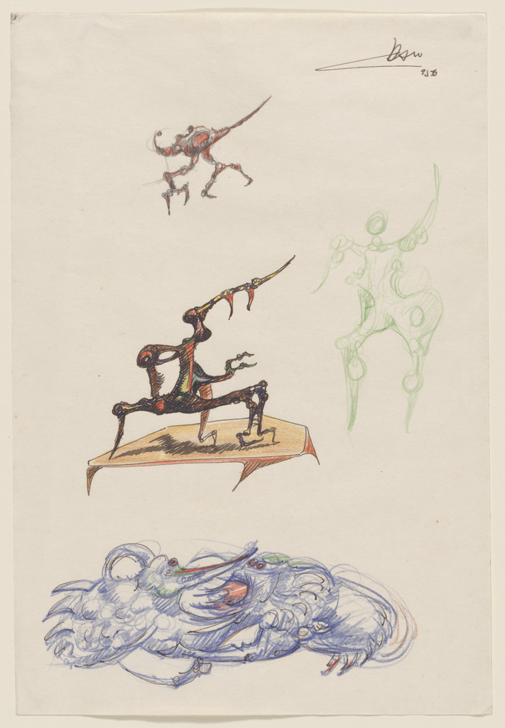 Studies for Sculpture - With Dragons, Mário Cravo Júnior, 1956, Crayon, pencil, and ink on paper