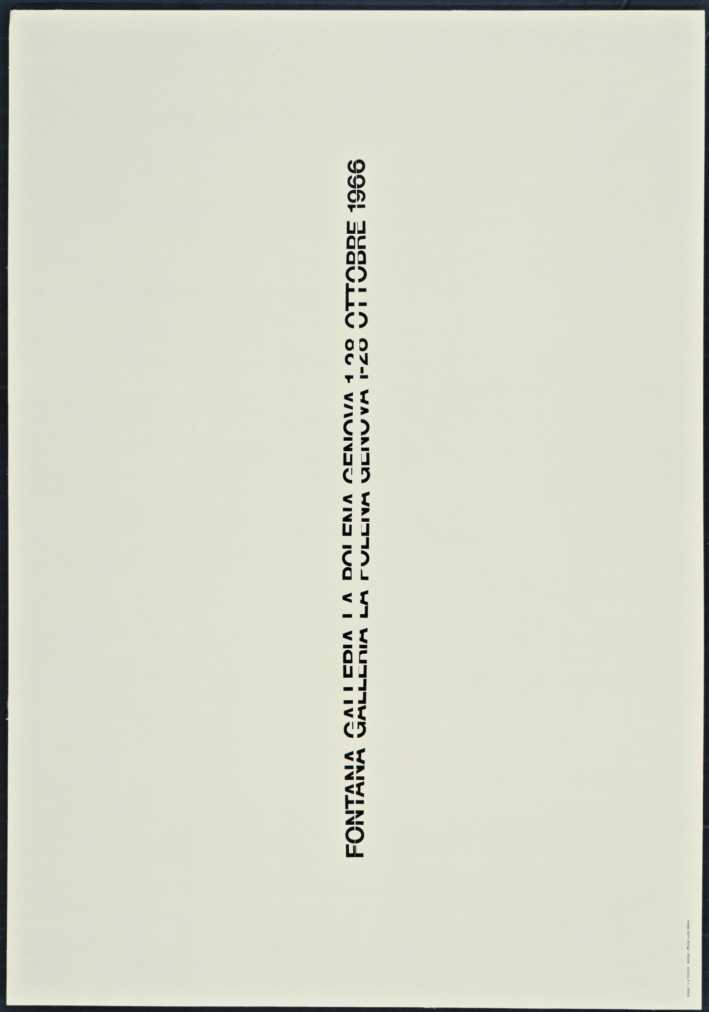 A. G. Fronzoni. Fontana Galleria La Polena Genova 1-28 Ottobre