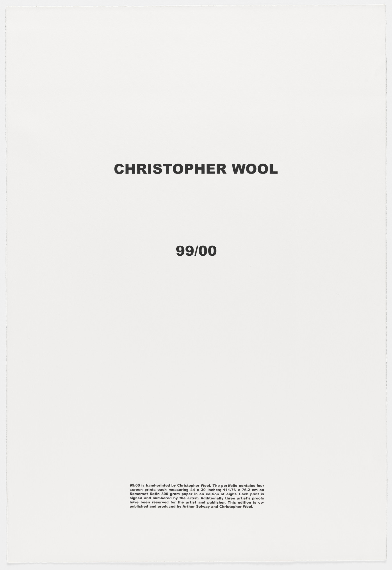 Christopher Wool. 99/00