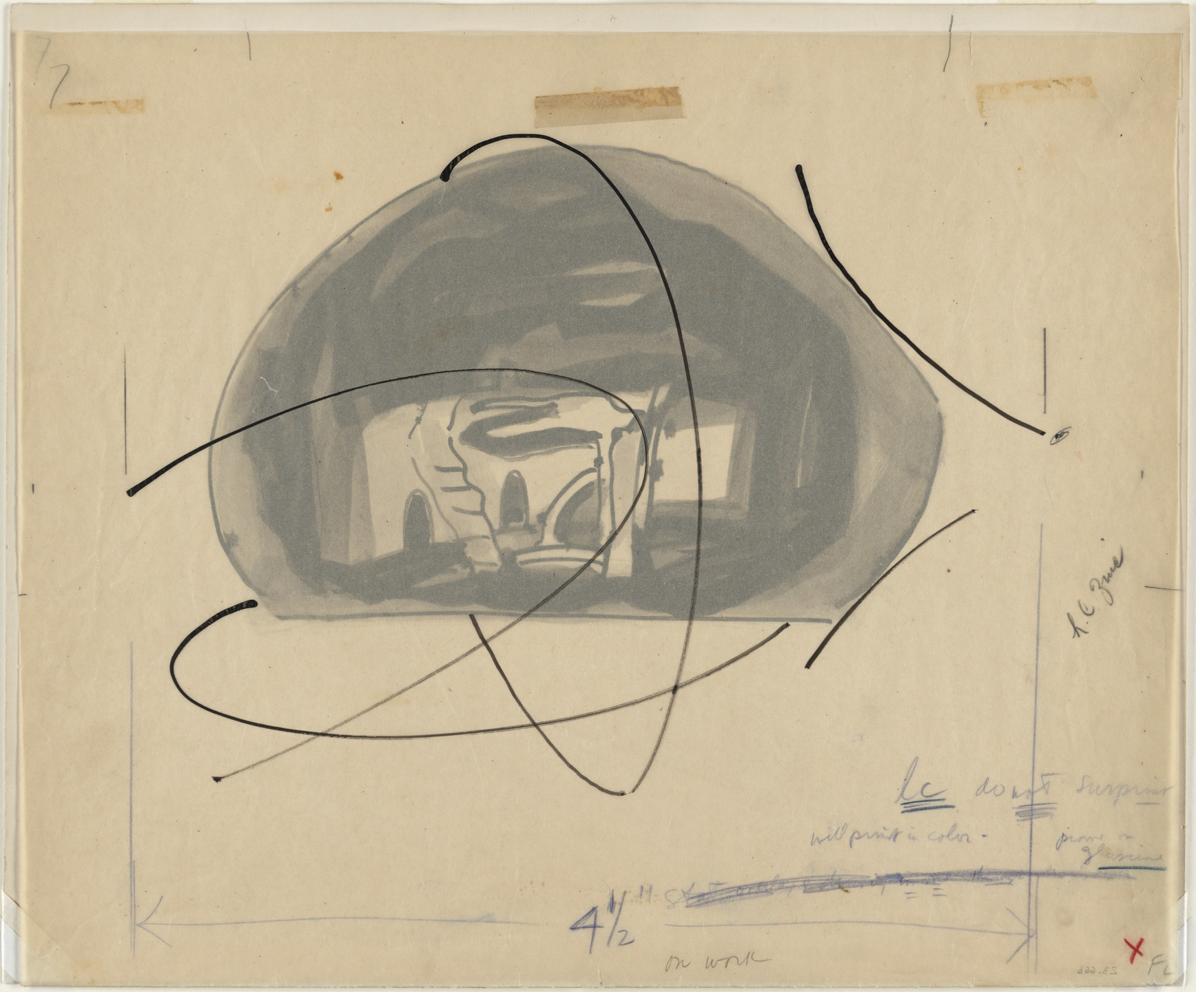 Frederick Kiesler. Endless House Project, Section. 1951