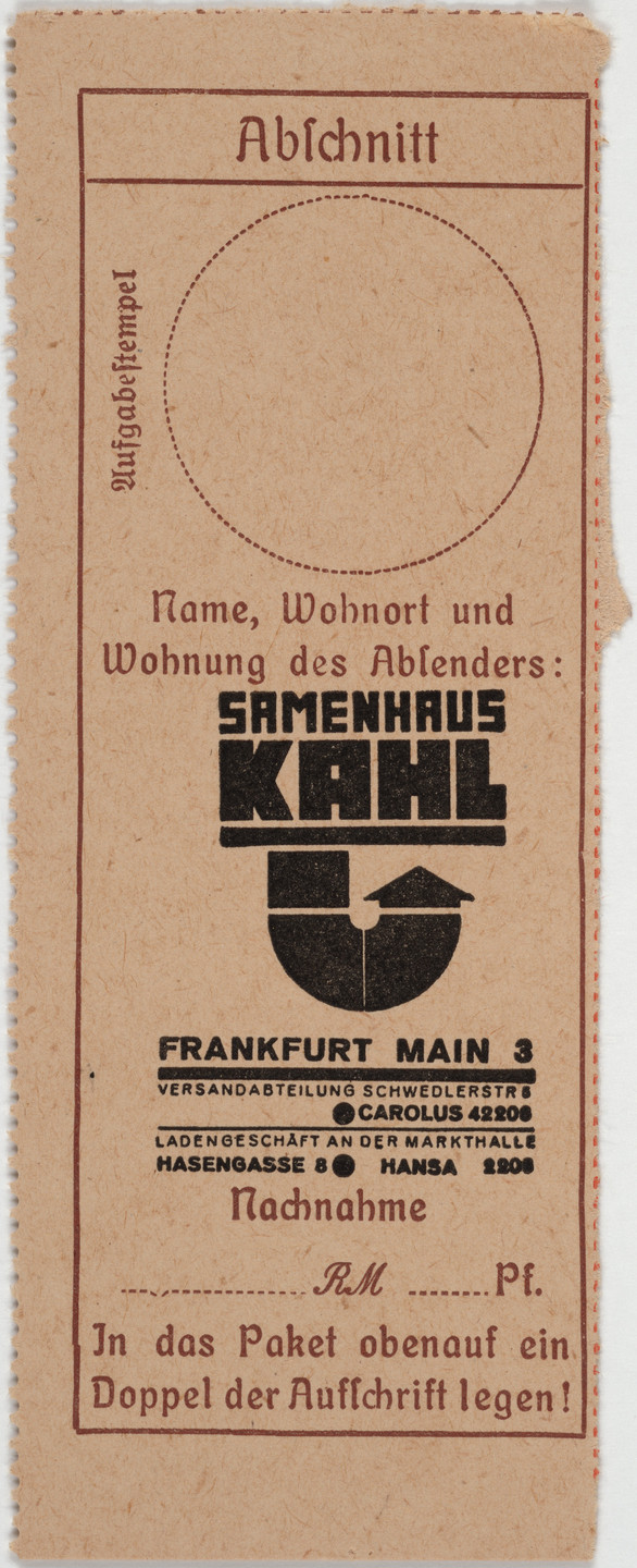 Robert Michel. Samenhaus Kahl. After 1924
