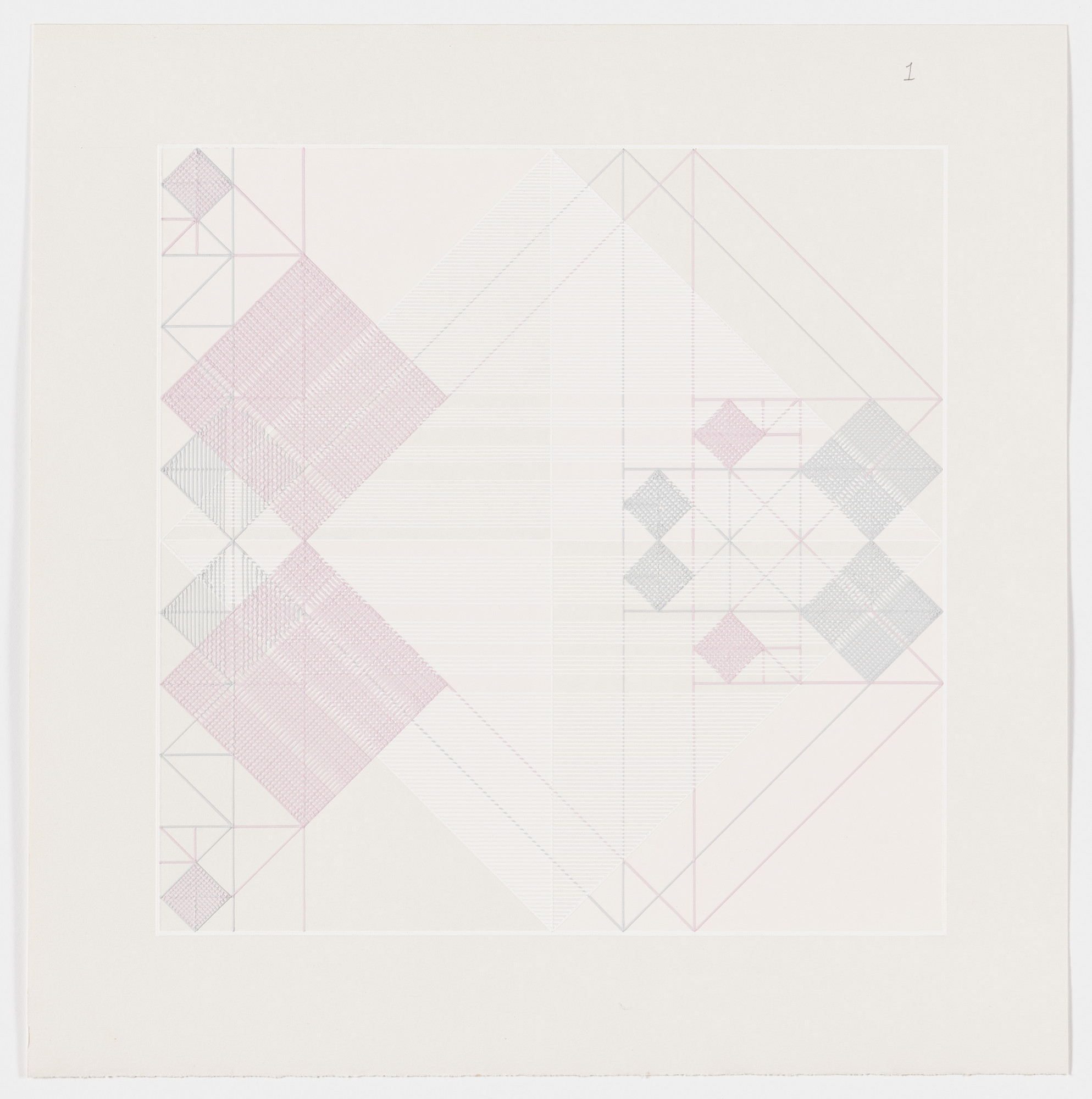 Lauretta Vinciarelli. Untitled (pink, gray and white lines)