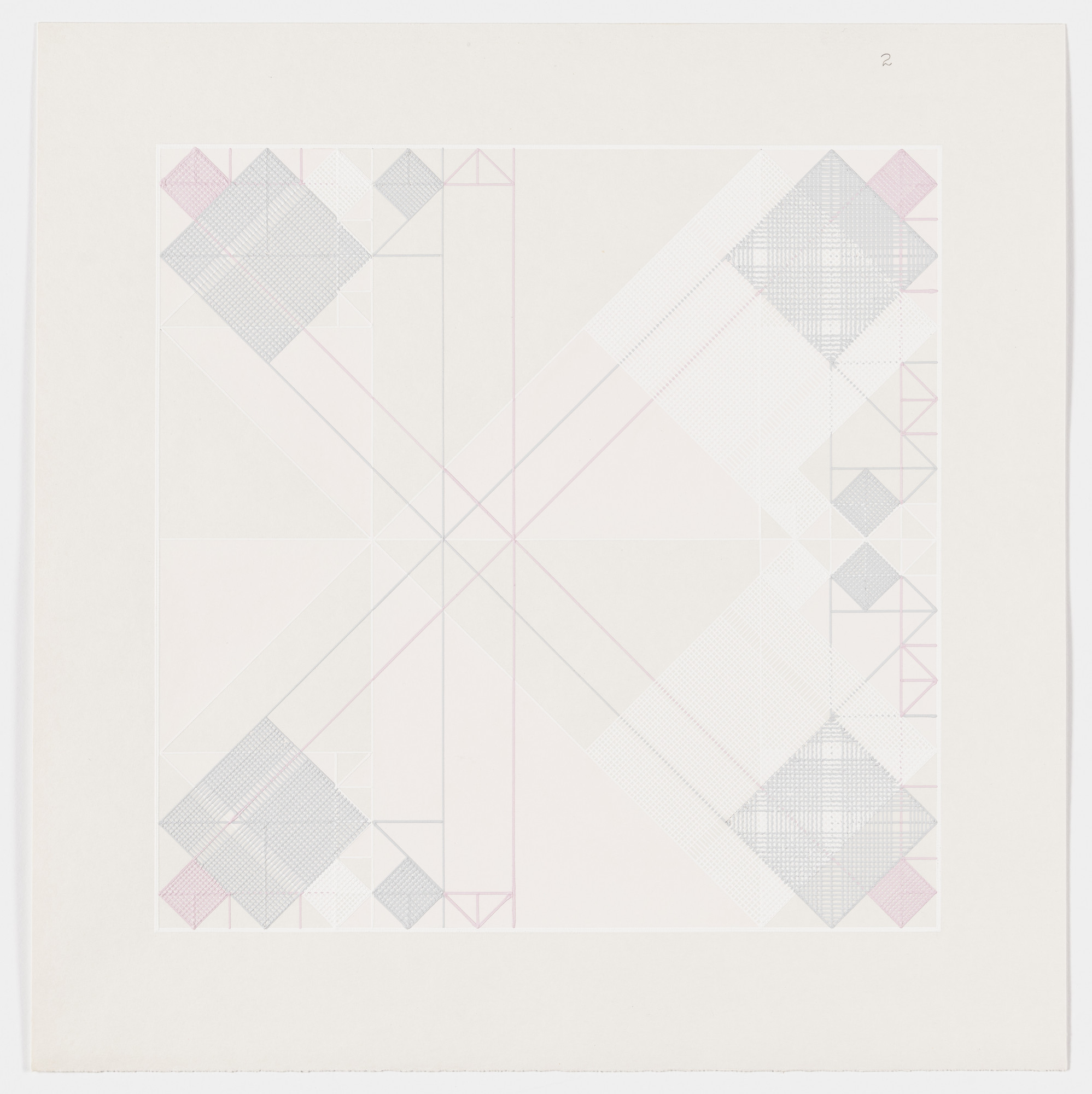 Lauretta Vinciarelli. Untitled (pink, gray and white lines)