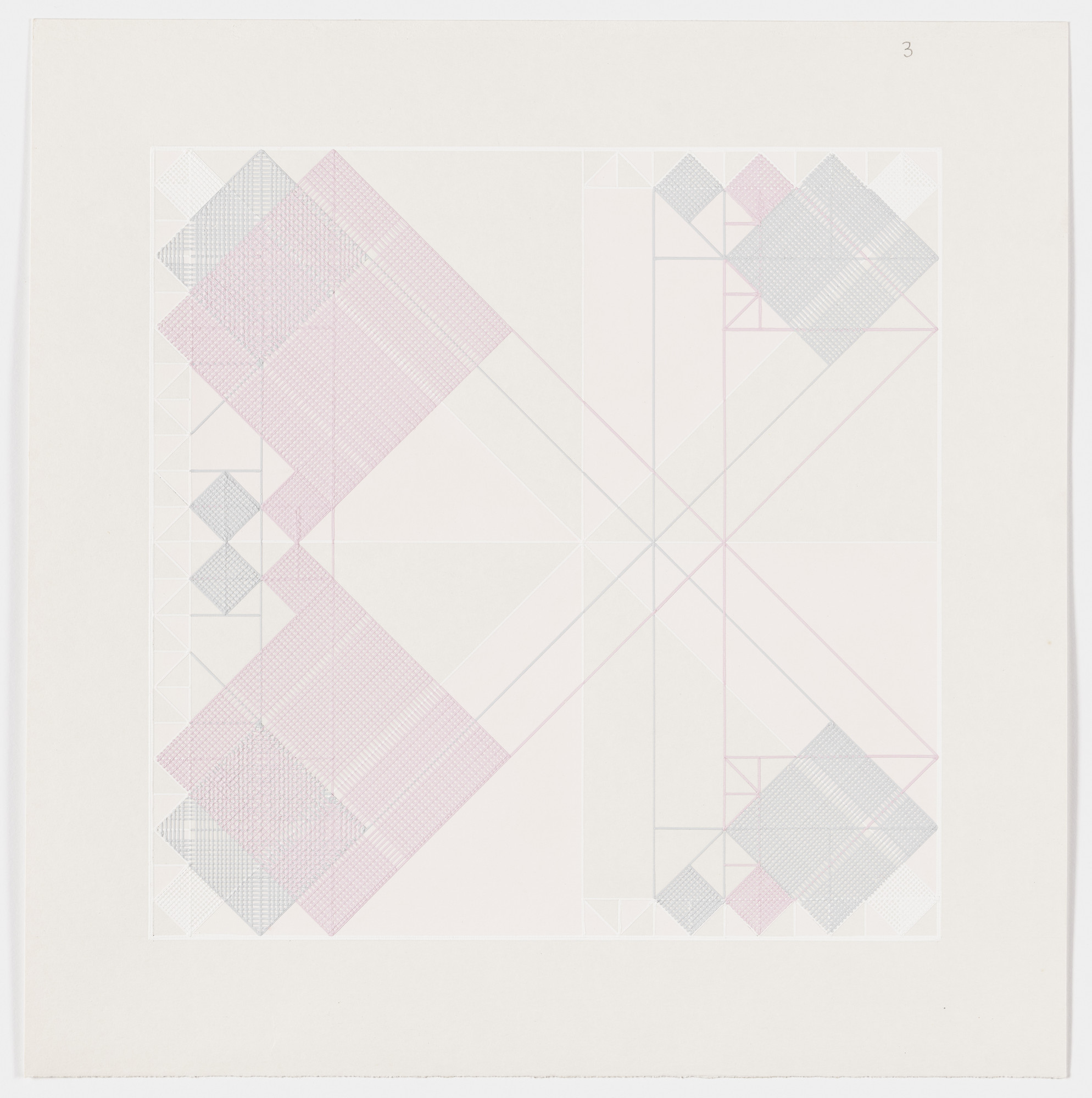 Lauretta Vinciarelli. Untitled (pink, gray and white lines)