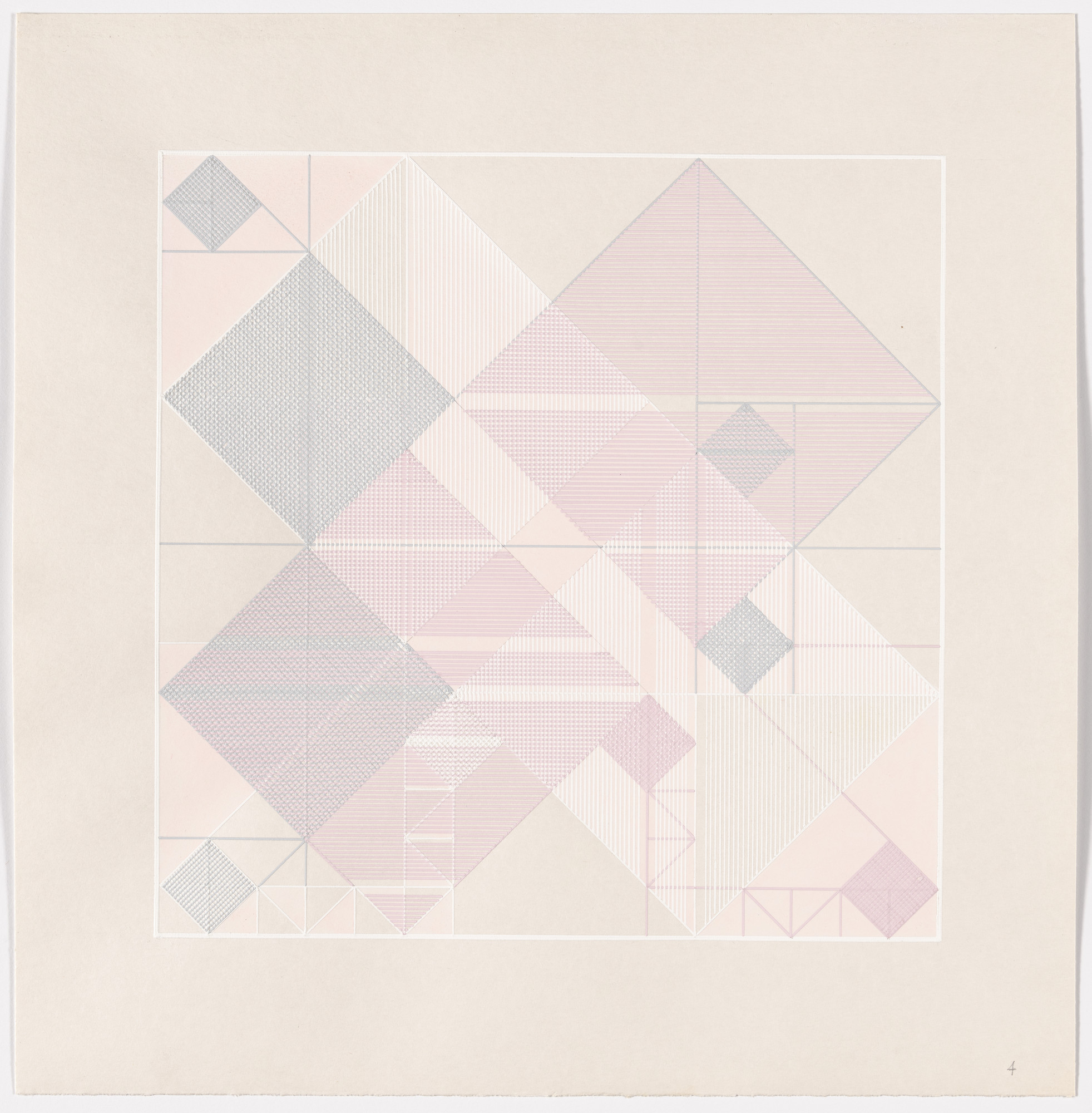 Lauretta Vinciarelli. Variations and Interferences of 3 Non-Homogenous Grids in a 32 x 32 cm Square