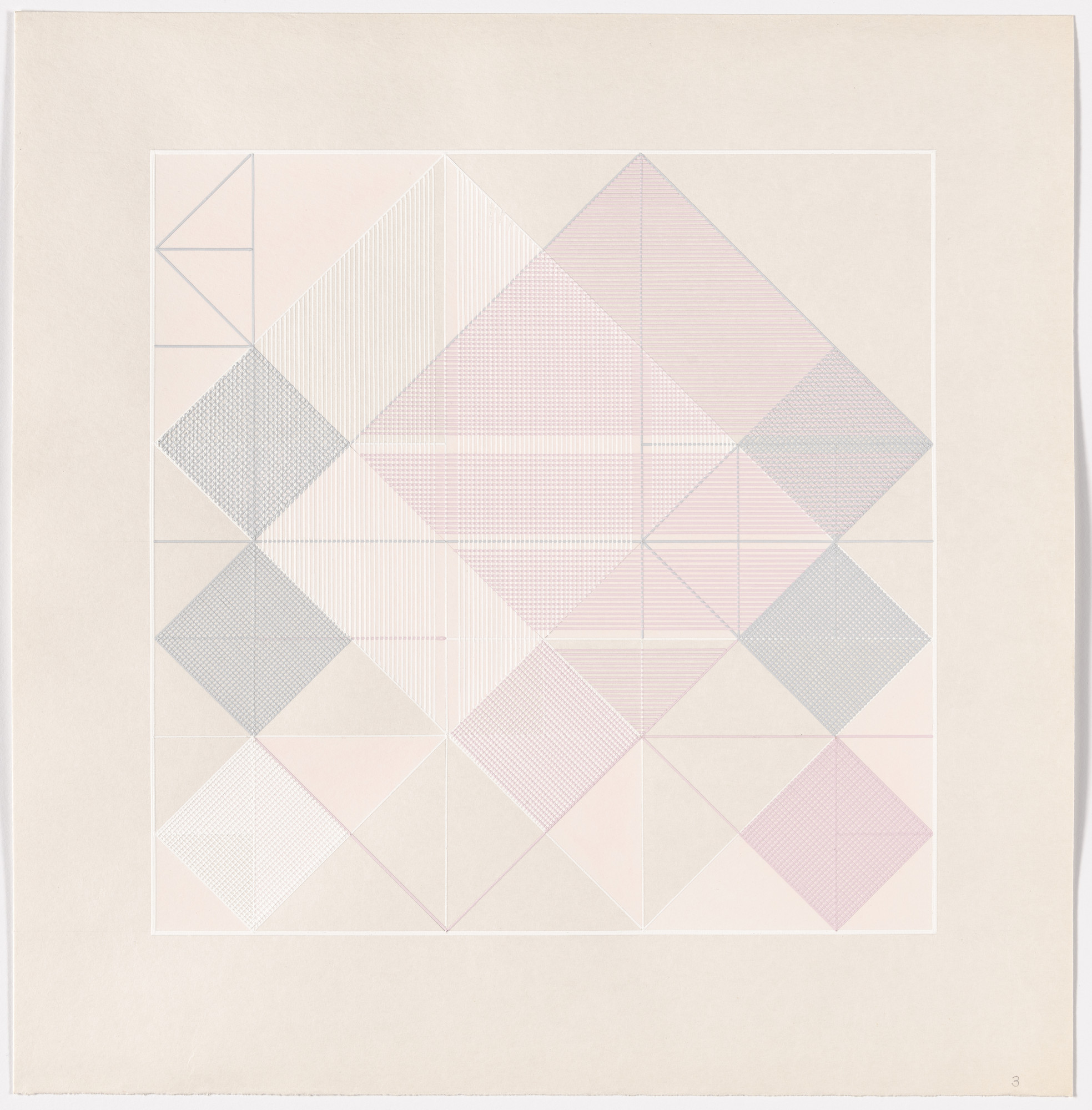 Lauretta Vinciarelli. Variations and Interferences of 3 Non-Homogenous Grids in a 32 x 32 cm Square