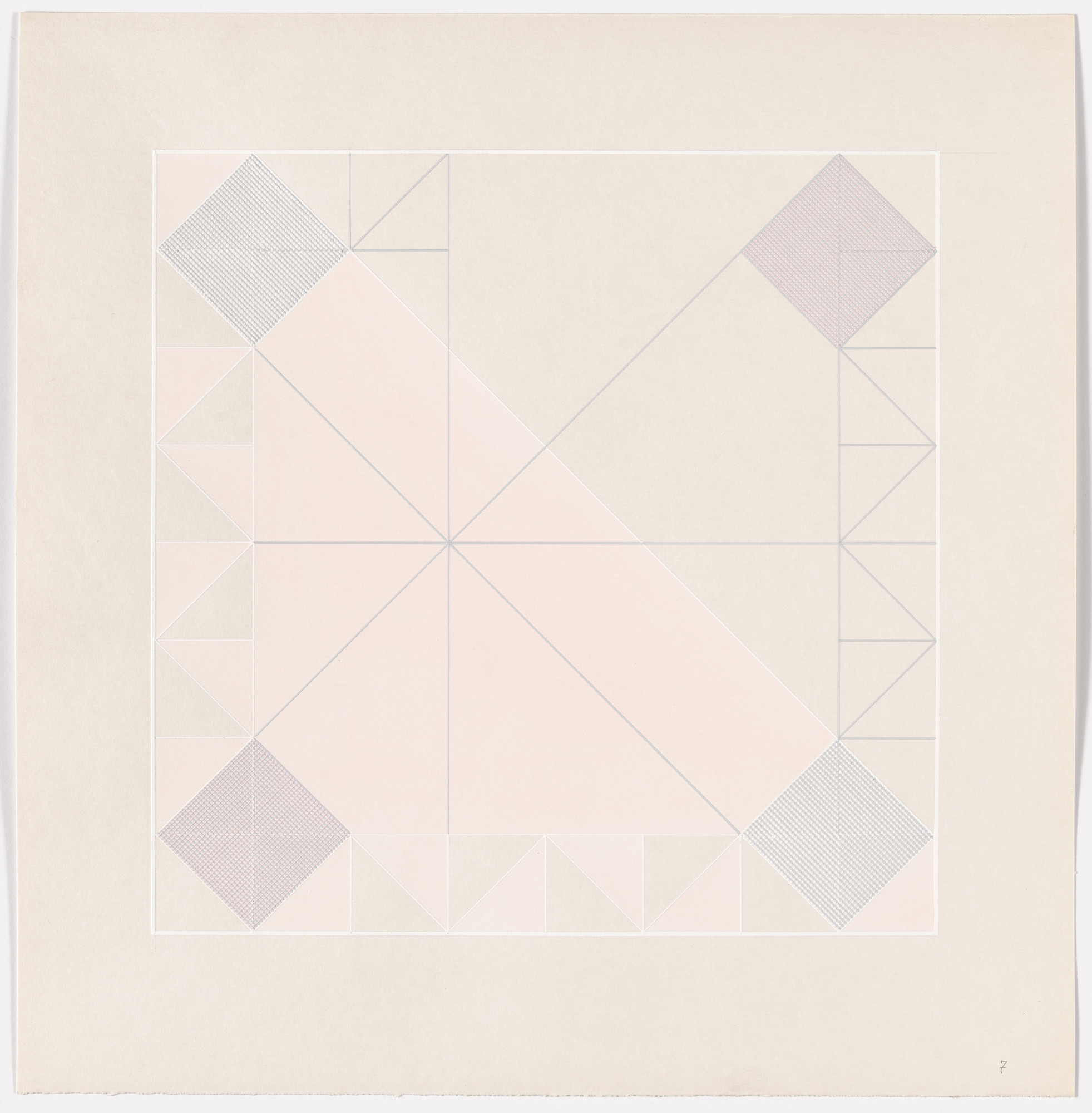 Lauretta Vinciarelli. Variations and Interferences of 3 Non-Homogenous Grids in a 32 x 32 cm Square