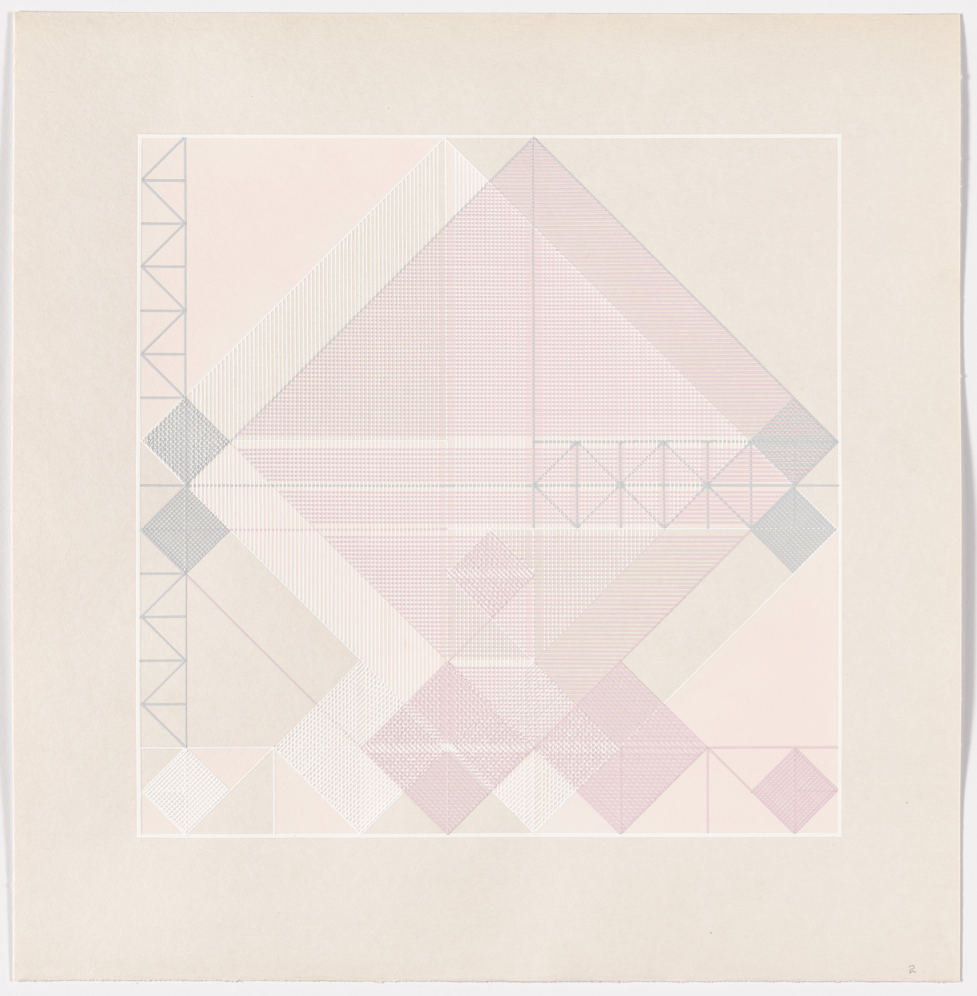 Lauretta Vinciarelli. Variations and Interferences of 3 Non-Homogenous Grids in a 32 x 32 cm Square