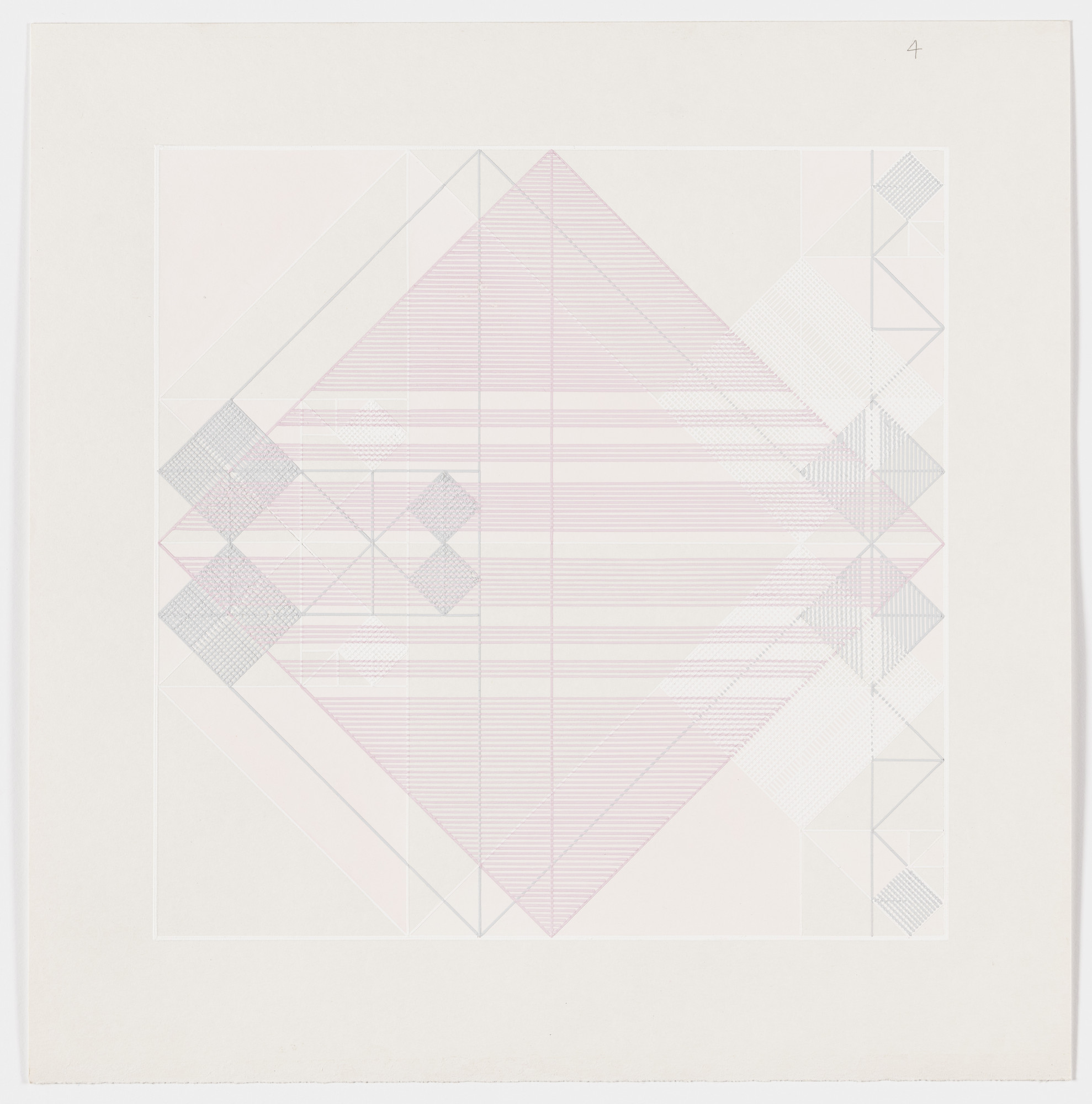 Lauretta Vinciarelli. Untitled (pink, gray and white lines)