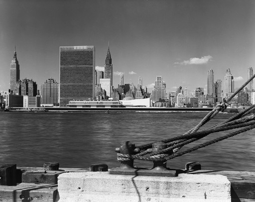 Wallace K. Harrison, Max Abramovitz, Oscar Niemeyer, Le Corbusier (Charles-Édouard Jeanneret), United Nations Headquarters Board of Design, Photograph by Ezra Stoller. United Nations Headquarters, New York, NY. 1954