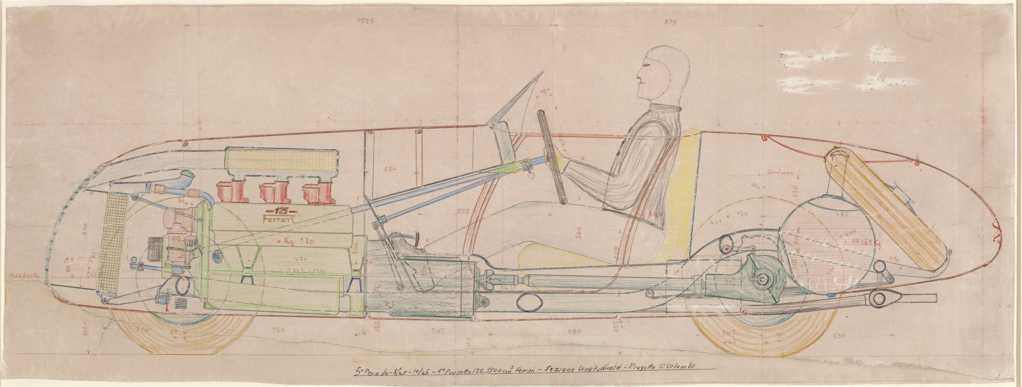 Gioacchino Colombo. Ferrari 125 (Cross section). 1945