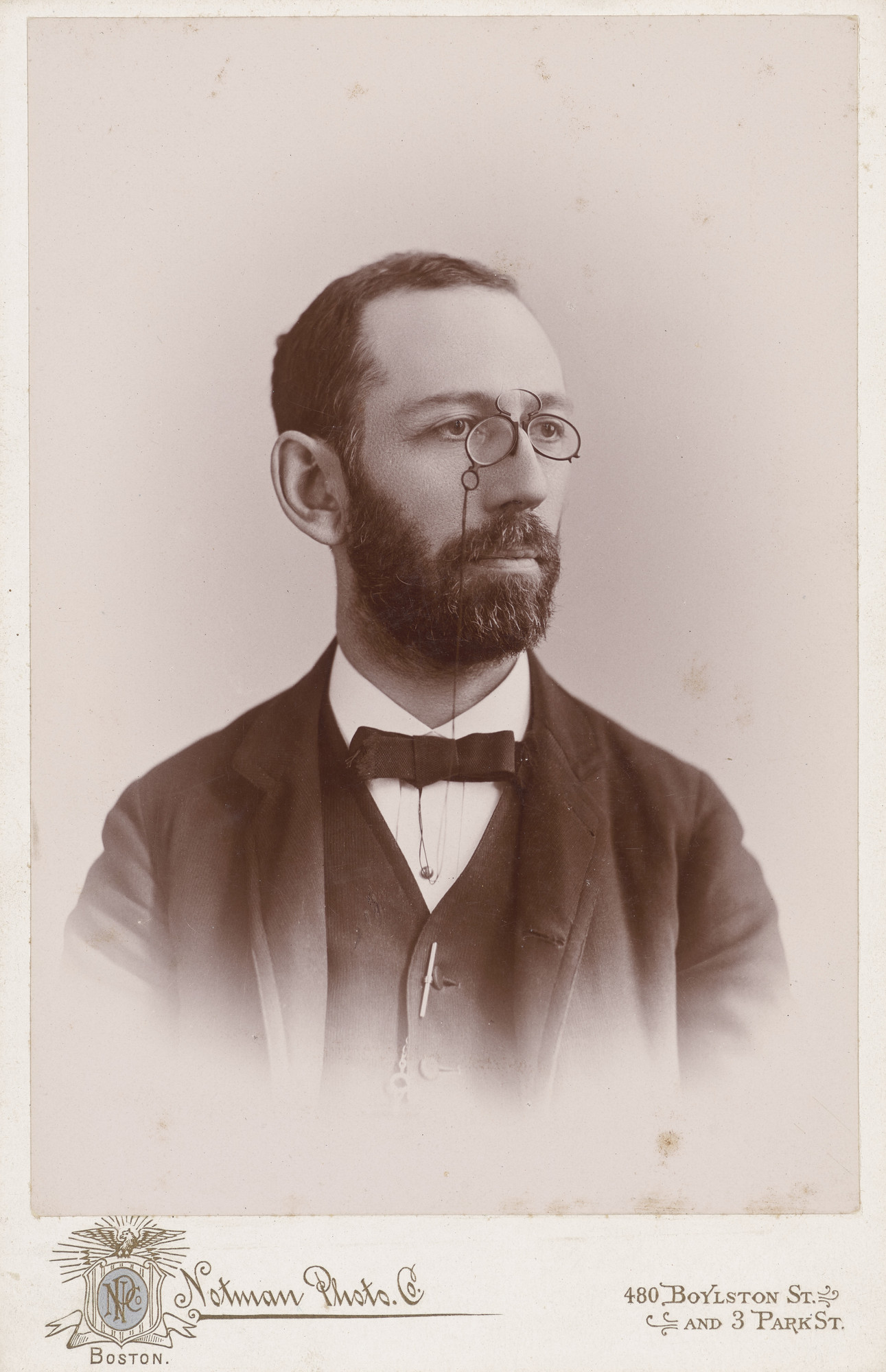Notman Photo Company, Boston. Portrait of a man (with glasses and beard)