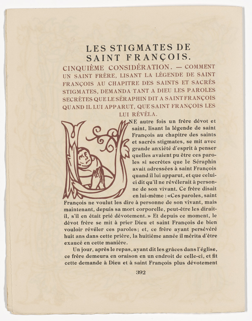 Pictorial initial (page 392) from Les Petites Fleurs de St. François (The Little Flowers of St. Francis)