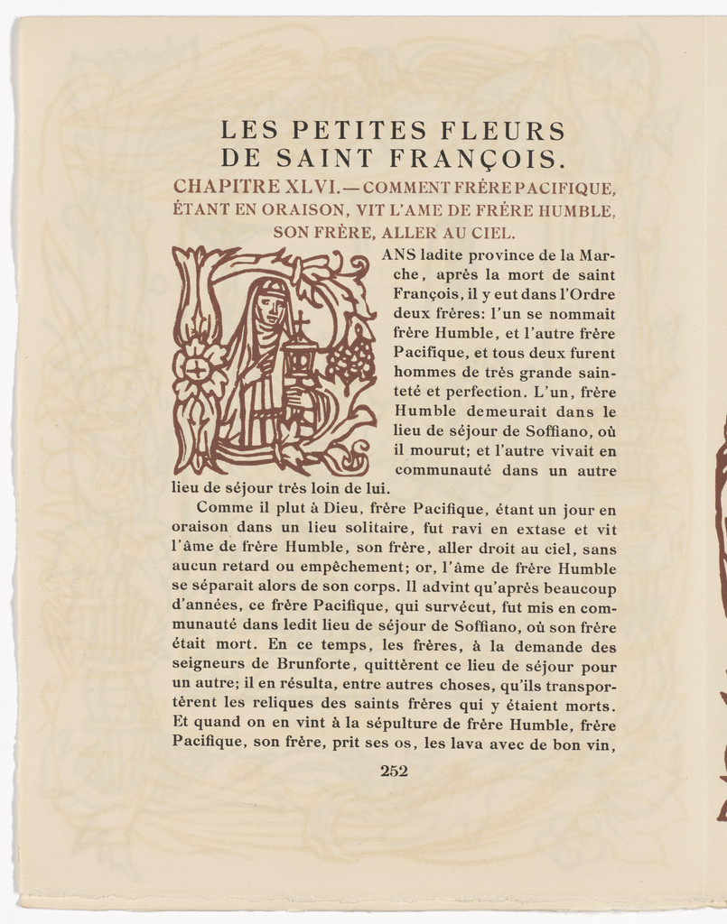 Pictorial initial (page 252) from Les Petites Fleurs de St. François (The Little Flowers of St. Francis)
