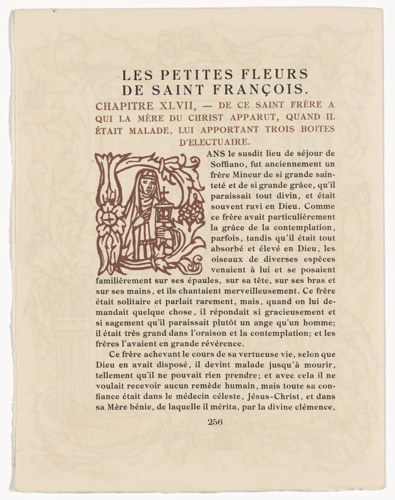 Pictorial initial (page 256) from Les Petites Fleurs de St. François (The Little Flowers of St. Francis)