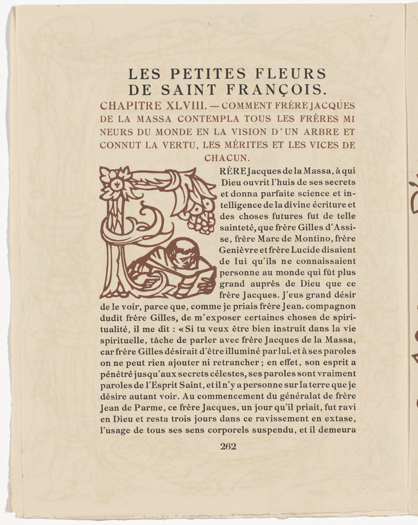 Pictorial initial (page 262) from Les Petites Fleurs de St. François (The Little Flowers of St. Francis)