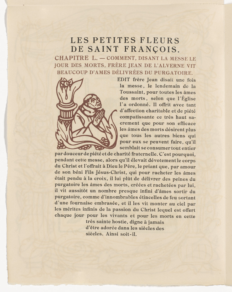 Pictorial initial L (page 282) from Les Petites Fleurs de St. François (The Little Flowers of St. Francis)