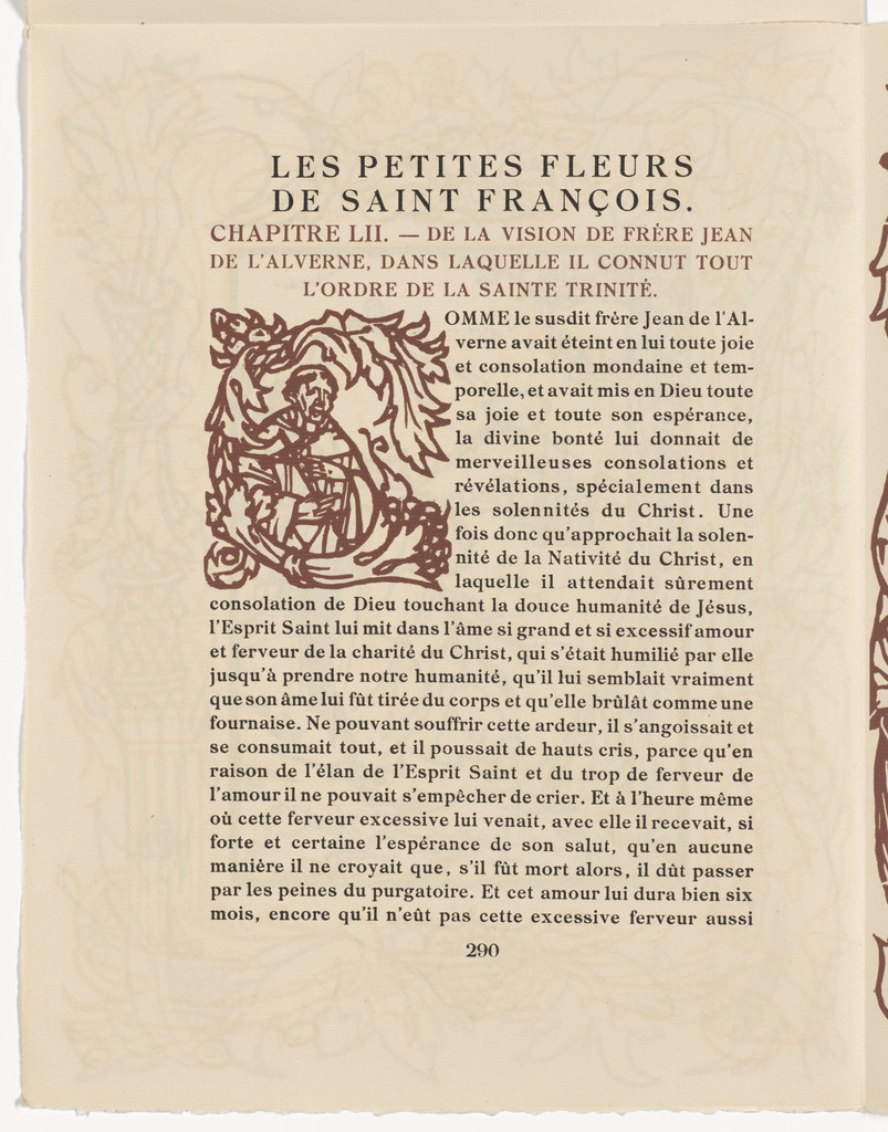 Pictorial initial (page 290) from Les Petites Fleurs de St. François (The Little Flowers of St. Francis)
