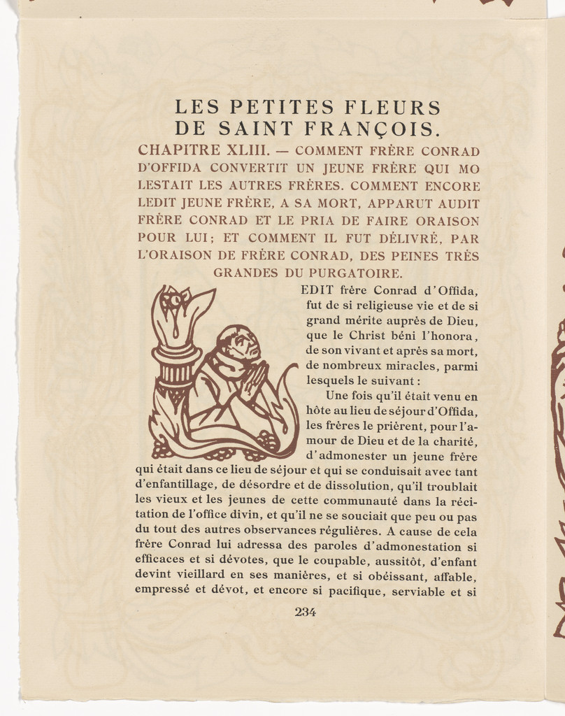 Pictorial initial (page 234) from Les Petites Fleurs de St. François (The Little Flowers of St. Francis)