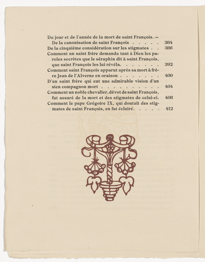 Tailpiece (page 422) from Les Petites Fleurs de St. François (The Little Flowers of St. Francis)