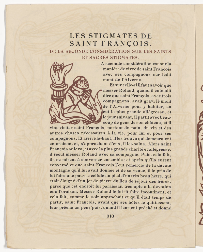 Pictorial initial (page 318) from Les Petites Fleurs de St. François (The Little Flowers of St. Francis)