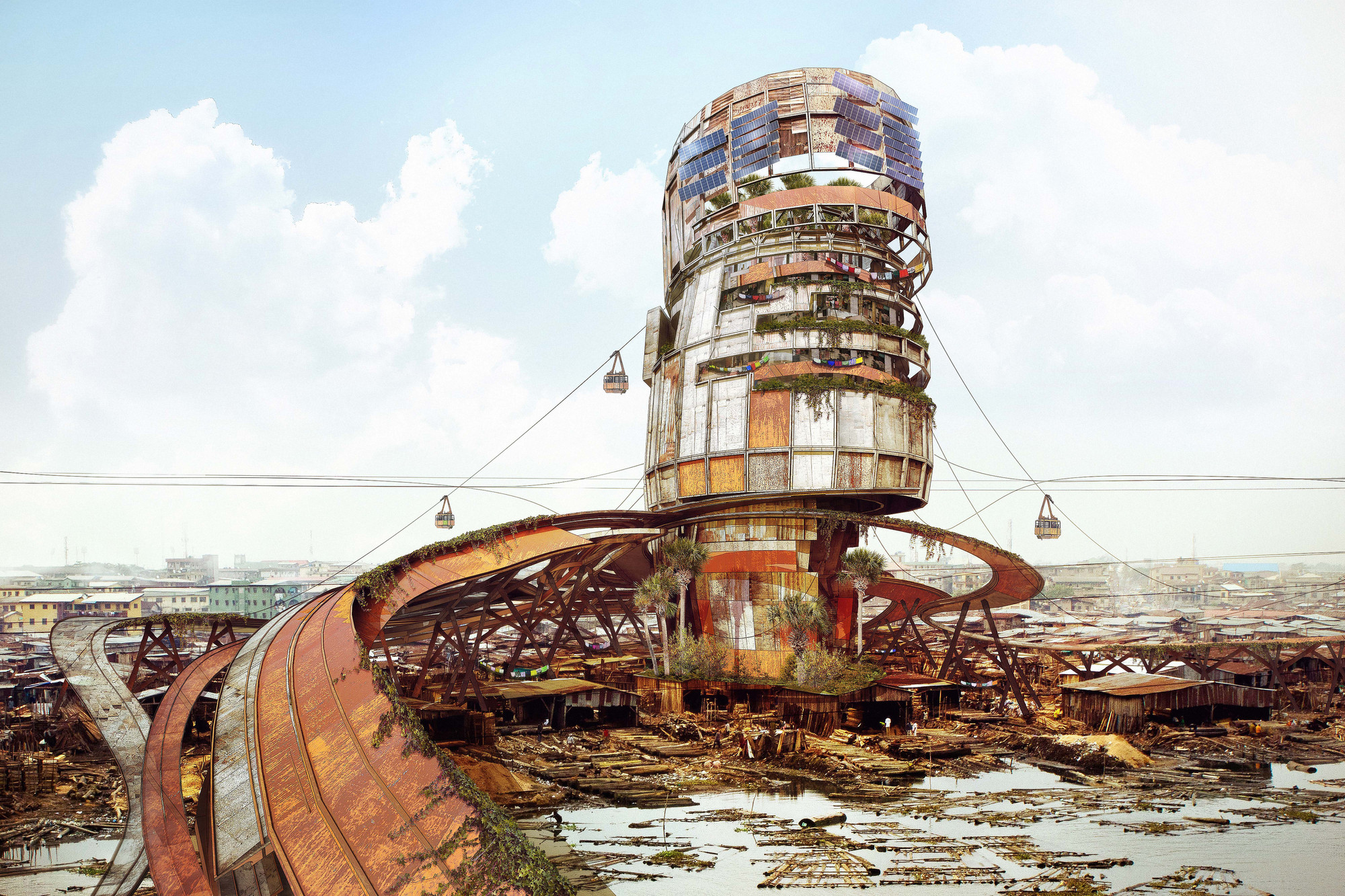 Olalekan Jeyifous. Shanty Mega-Structures of Lagos, Nigeria. 2021
