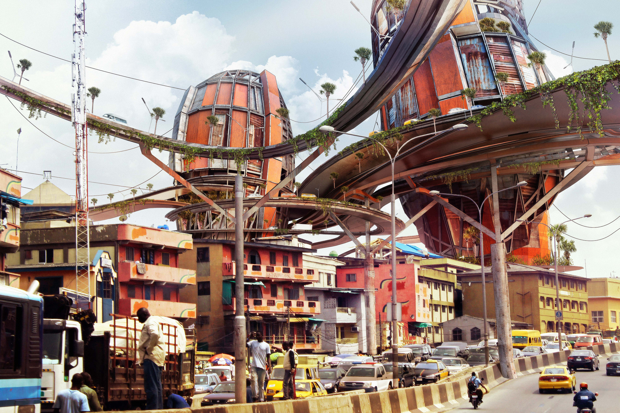 Olalekan Jeyifous. Shanty Mega-Structures of Lagos, Nigeria. 2021