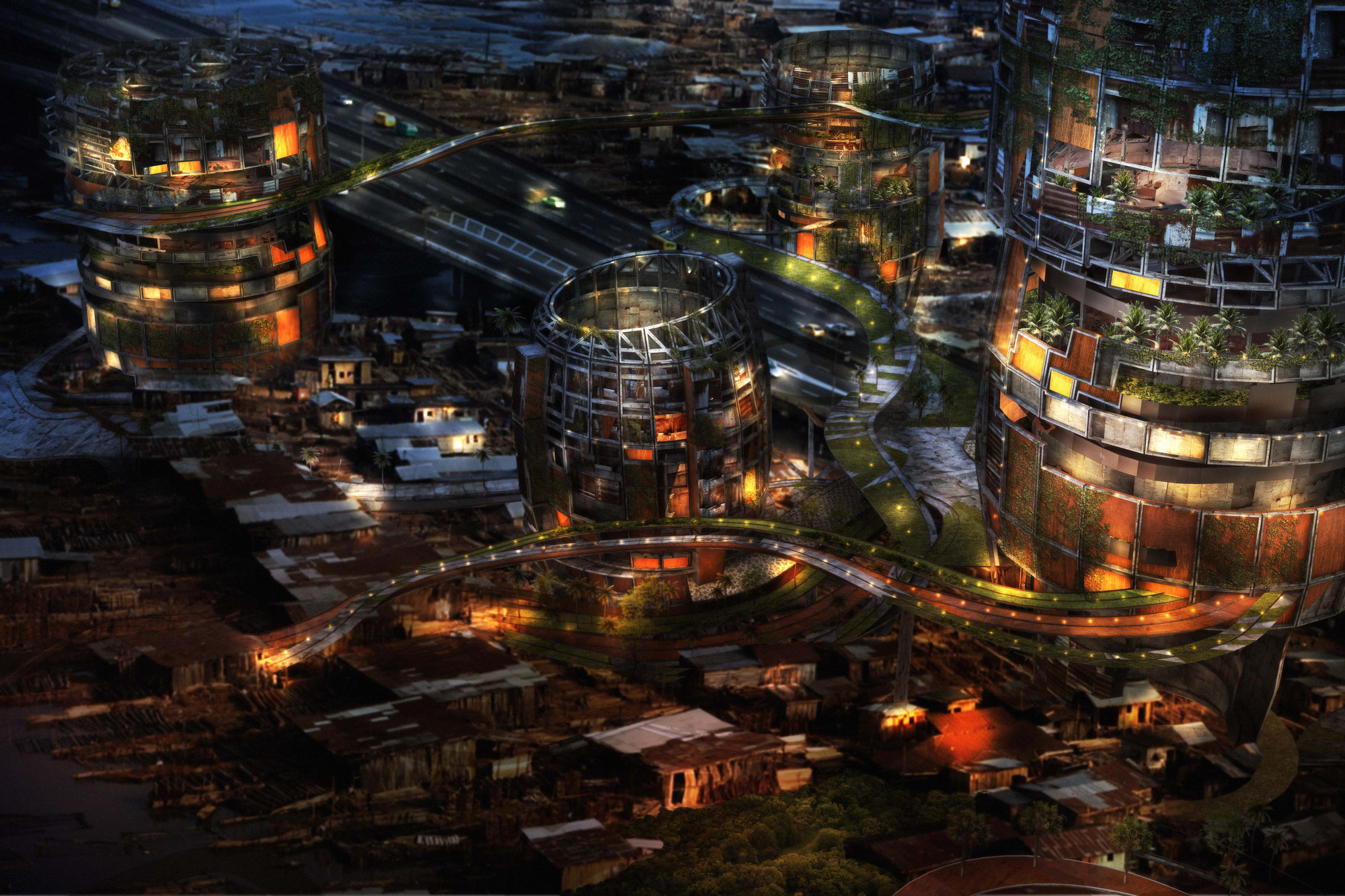 Olalekan Jeyifous. Shanty Mega-Structures of Lagos, Nigeria. 2021