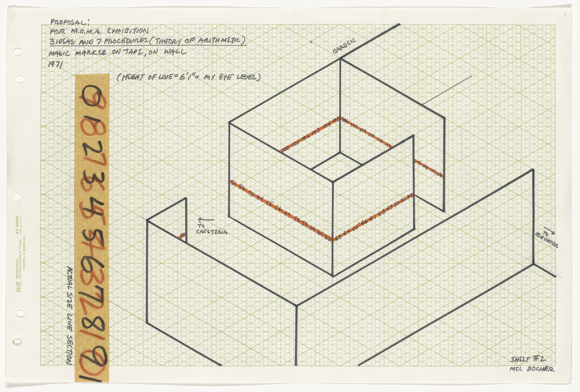 Mel Bochner. 3 Ideas and 7 Procedures (Theory of Arithmetic), Sheet #2. Proposal for MoMA Exhibition