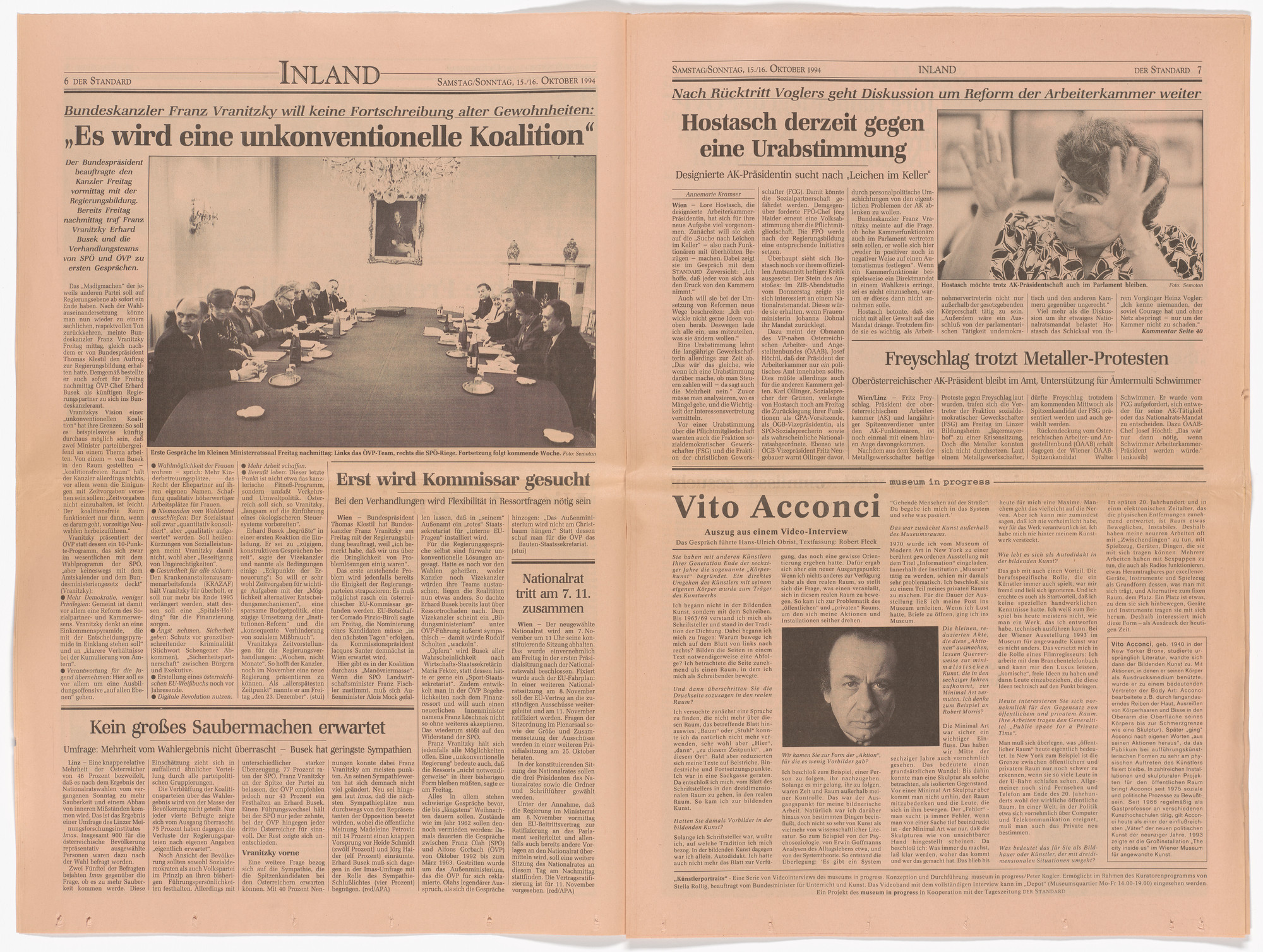 Vito Acconci. Untitled from the Museum in Progress project Portraits of Artists