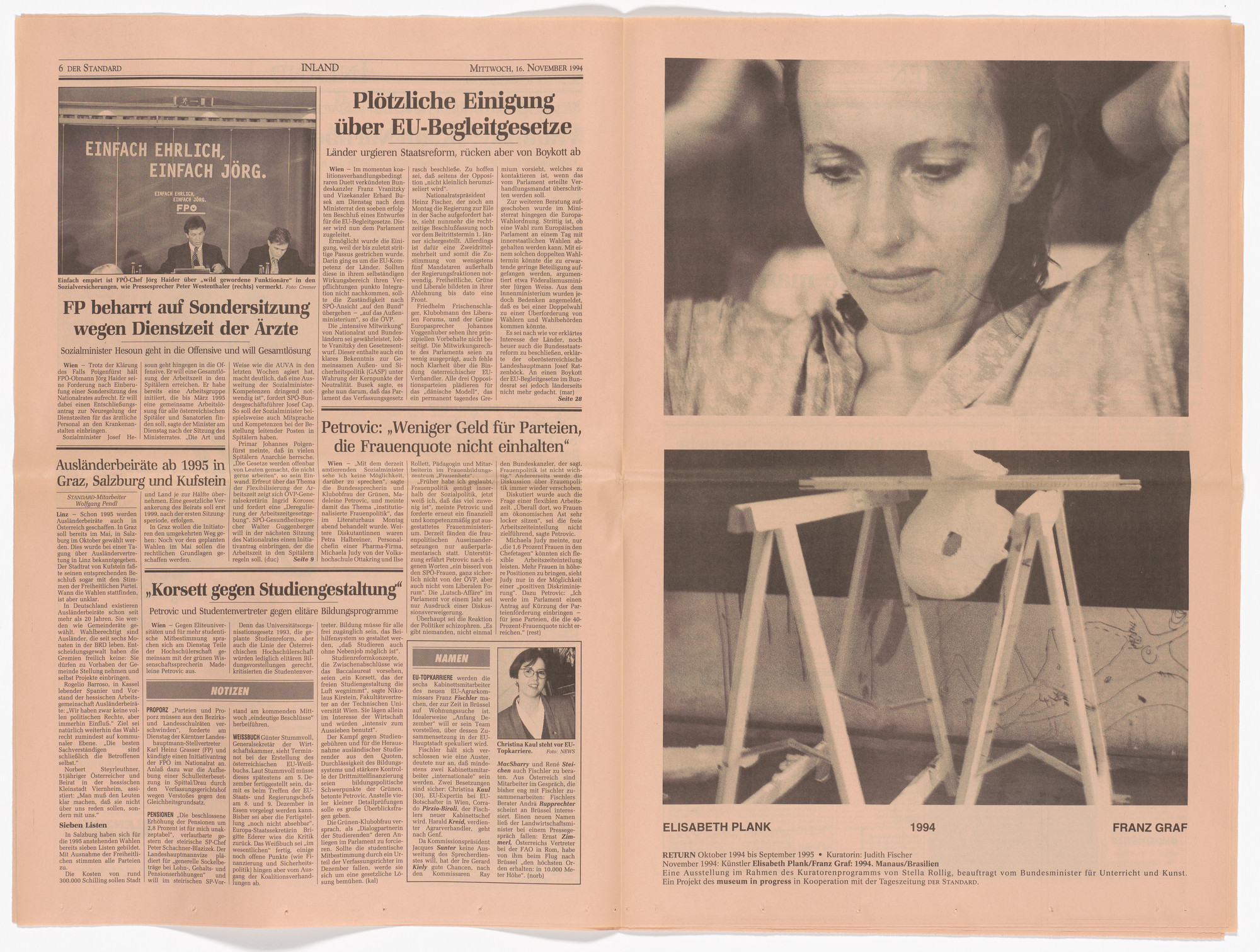 Franz Graf, Elisabeth Plank. 1994 from the Museum in Progress project Return