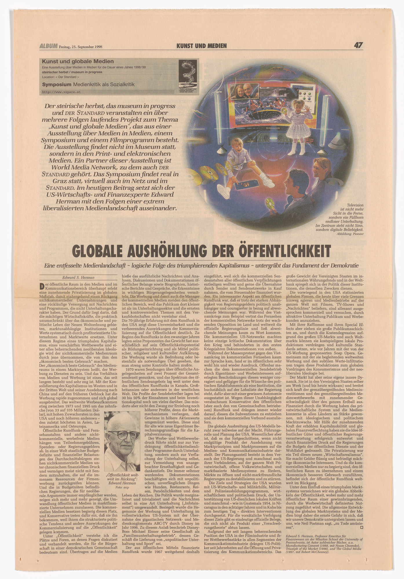 Edward Herman. Untitled for the Museum in Progress project Symposia: Art and Global Media