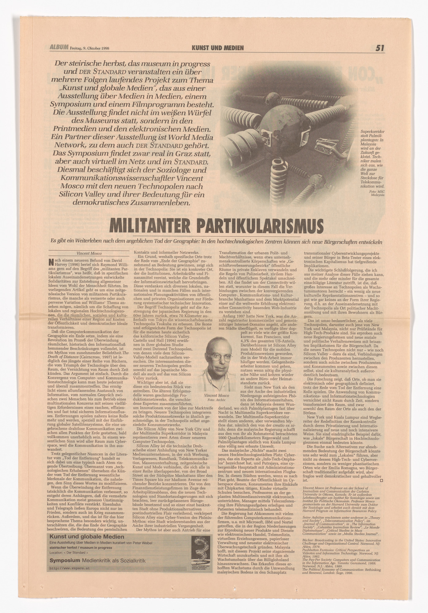 Vincent Mosco. Militant Particularism for the Museum in Progress project Symposia: Art and Global Media