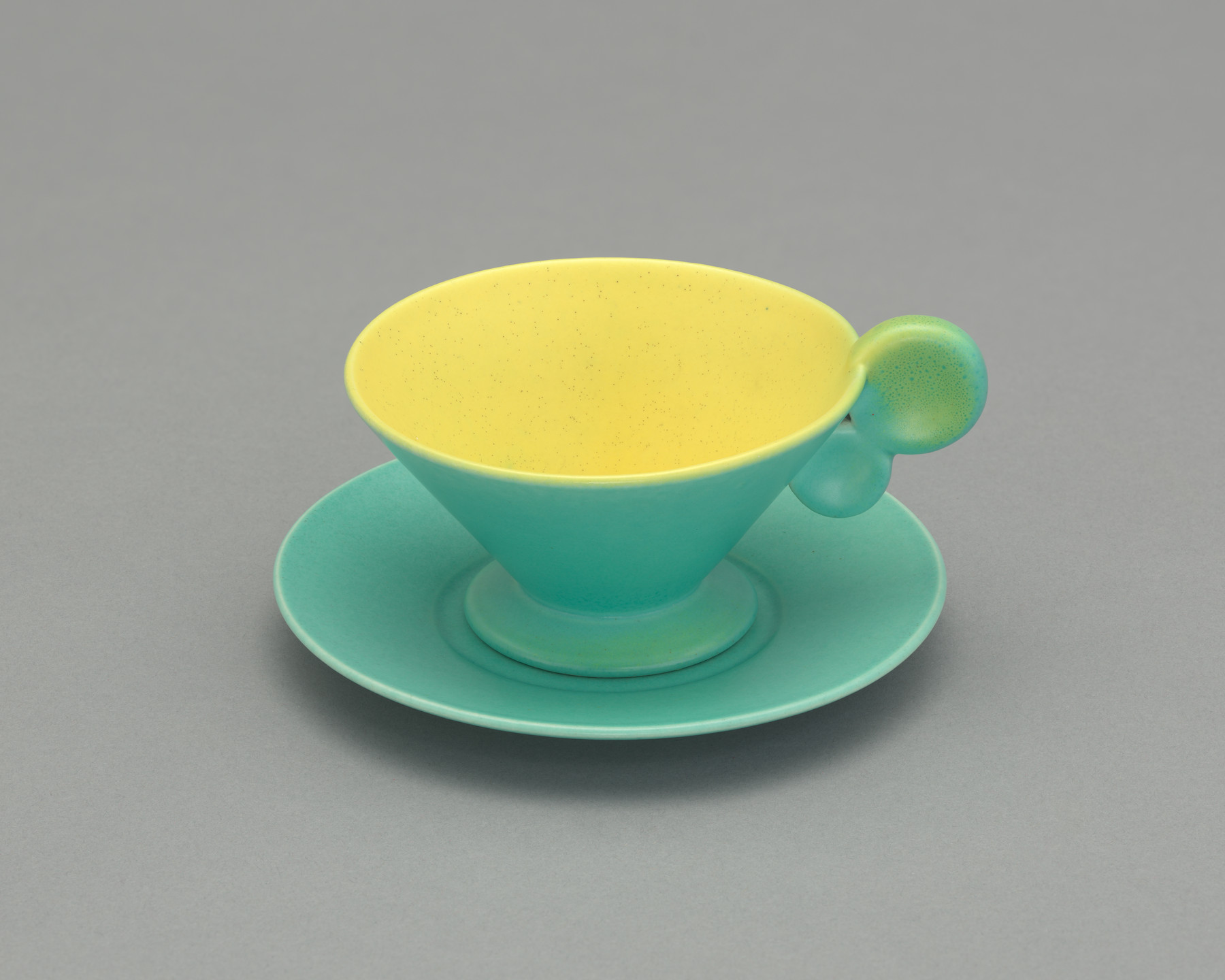 Margarete (Grete) Heymann Loebenstein Marks. Scheibenhenkel (Disk handle) tea cup and saucer. 1930