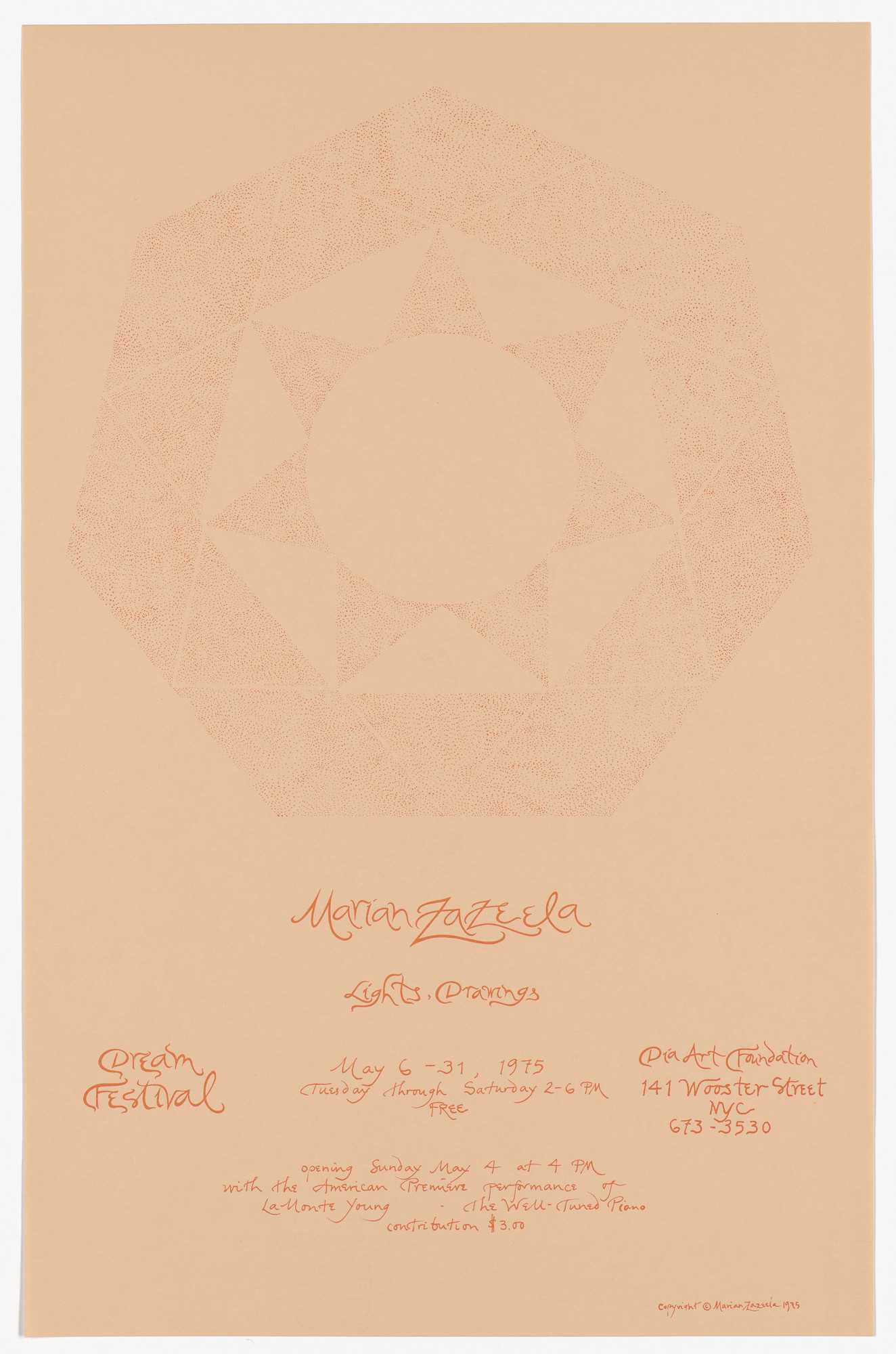 Marian Zazeela. Poster for Marian Zazeela, Lights, Drawings