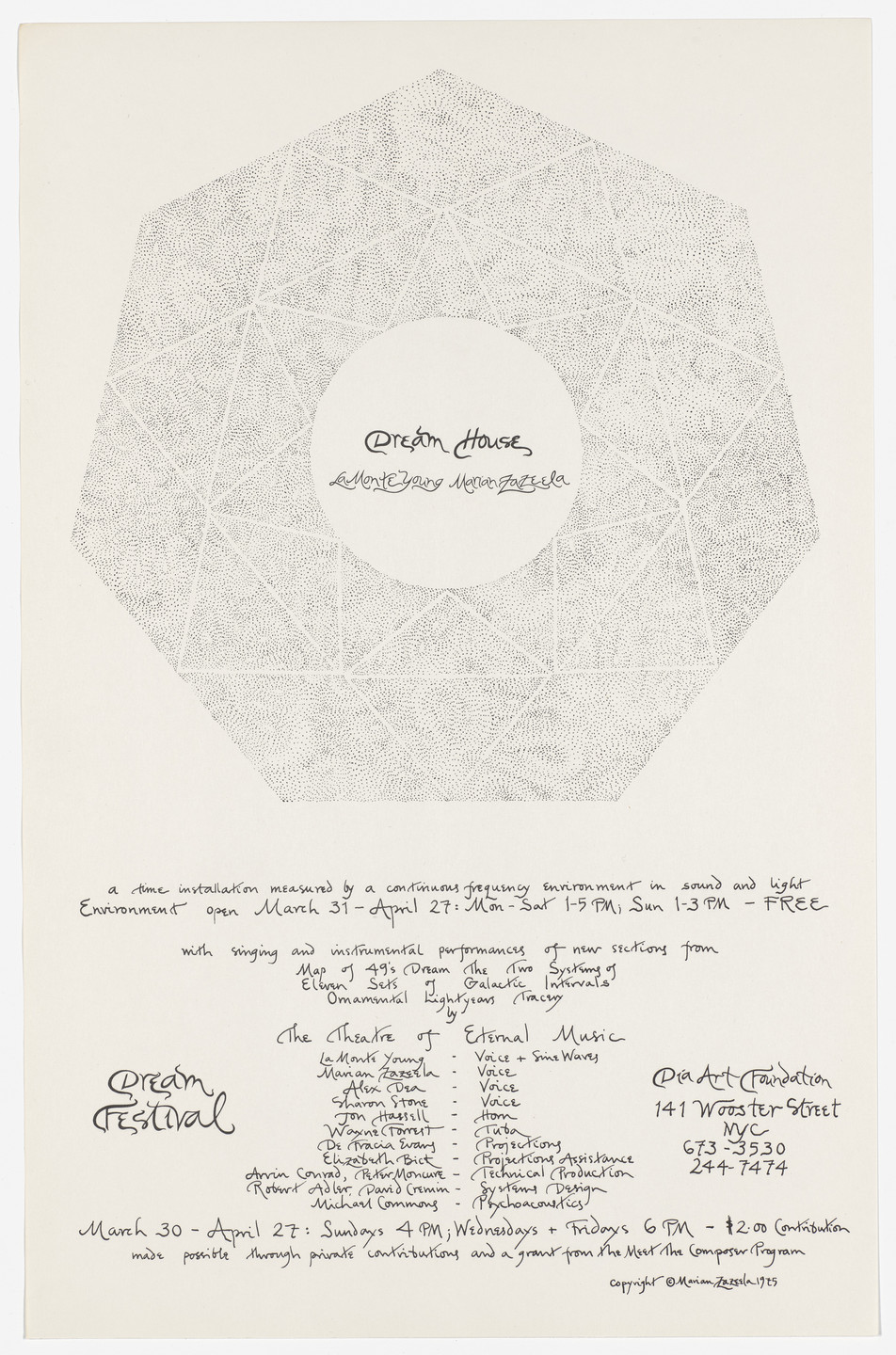Marian Zazeela. Poster for La Monte Young and Marian Zazeela