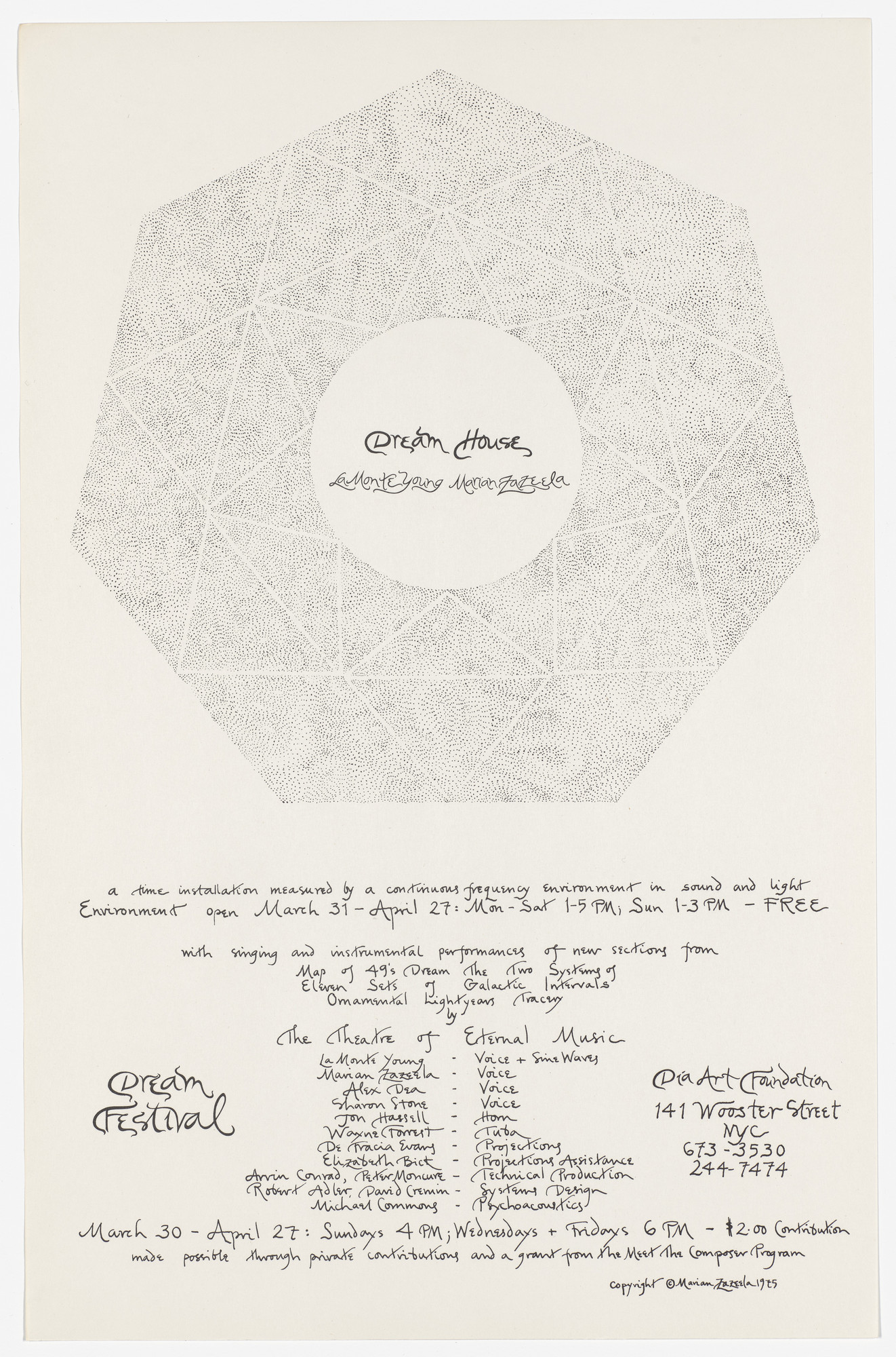 Marian Zazeela. Poster for La Monte Young and Marian Zazeela