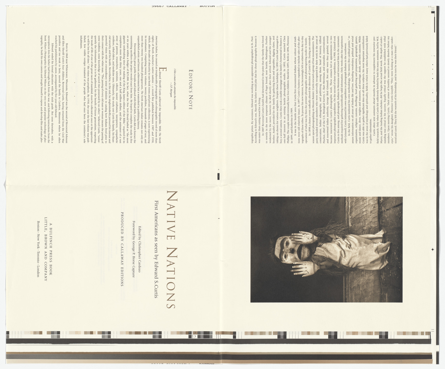 Edward Curtis. &#34;Native Nations: First Americans as seen by Edward S. Curtis&#34; Produced by Callaway Editions. 1993