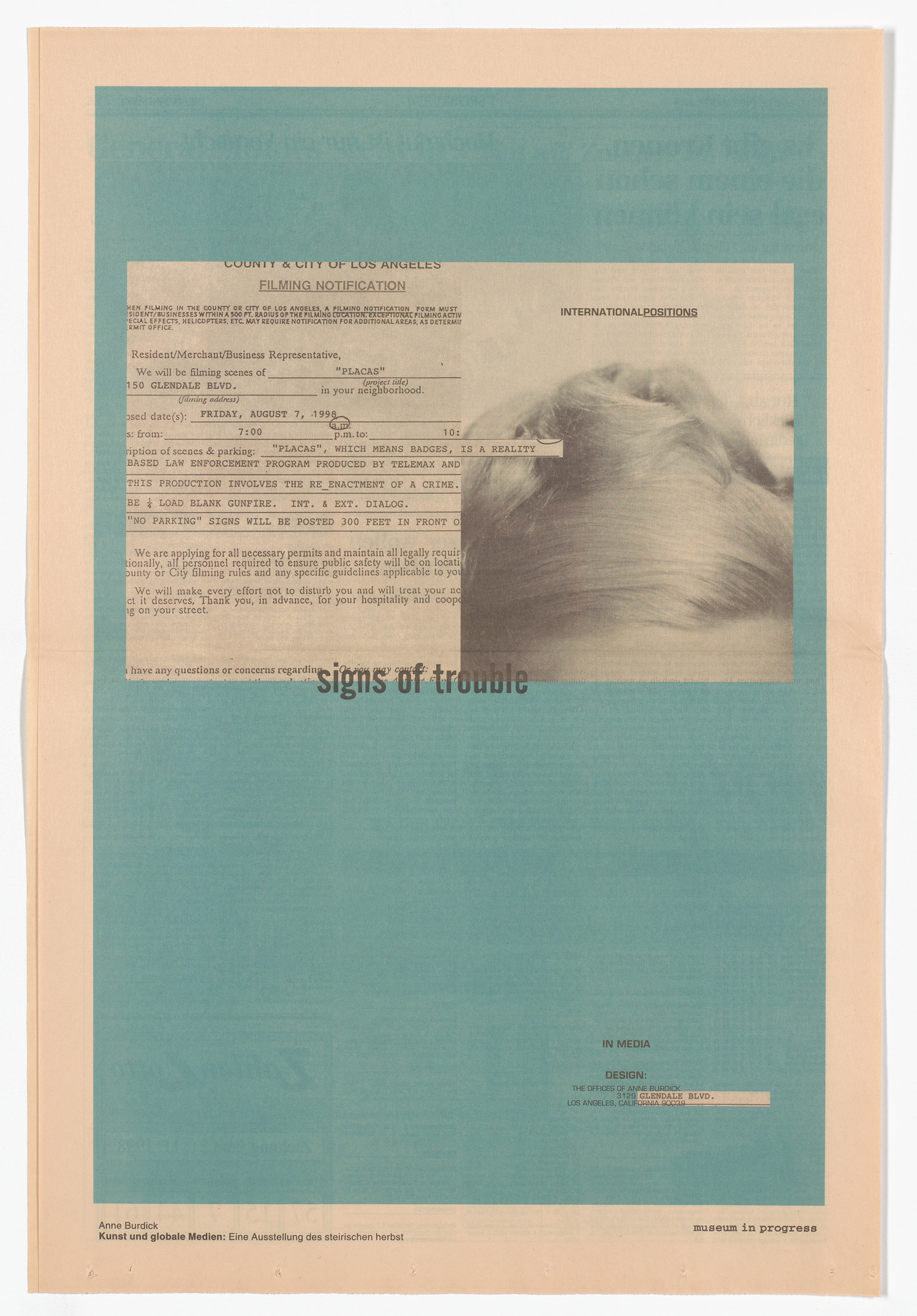 Anne Burdick. Untitled from the Museum in Progress project Signs of Trouble