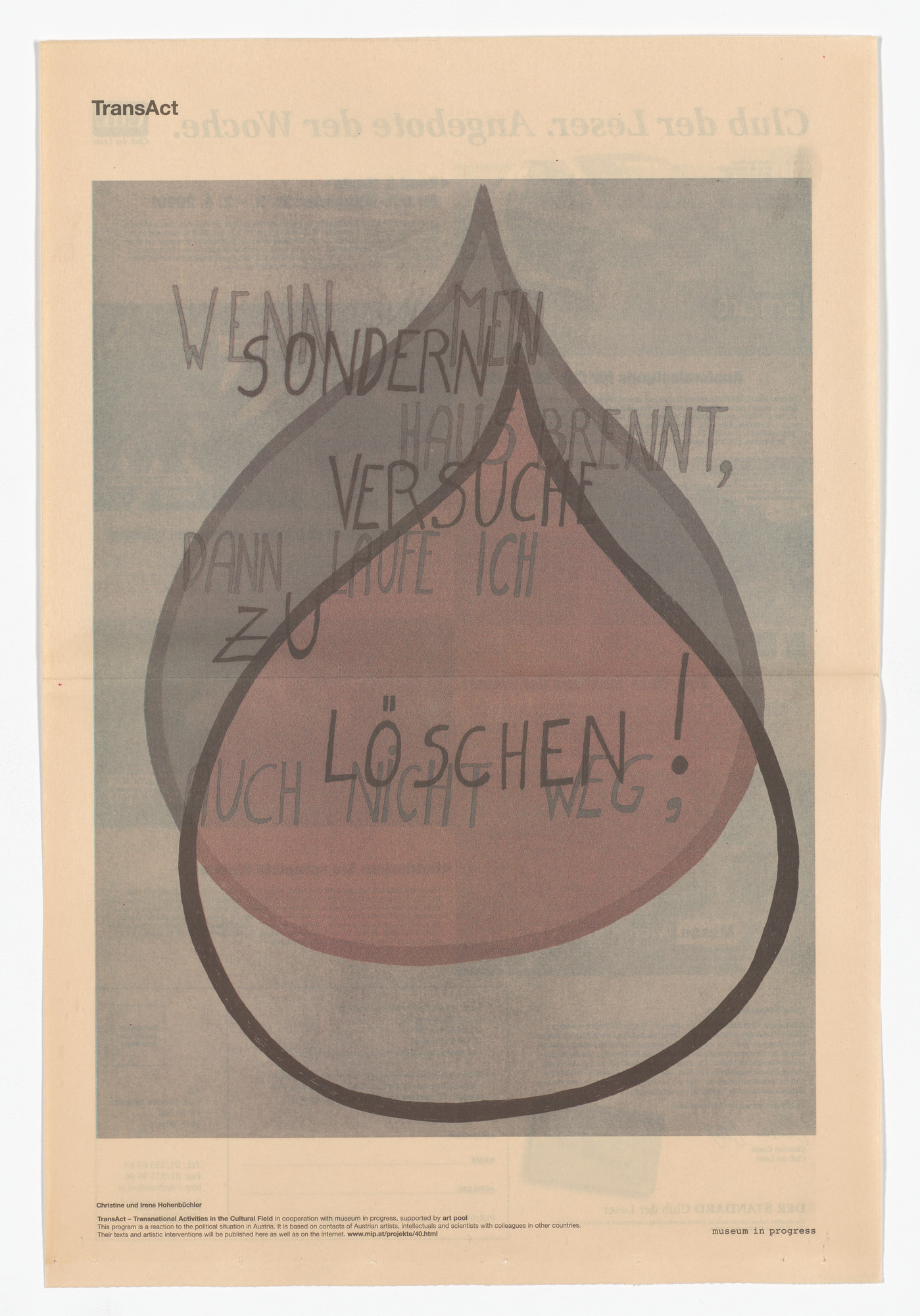 C. & I. Hohenbüchler. Untitled from the Museum in Progress project TransAct: Transnational Activities in the Cultural Field